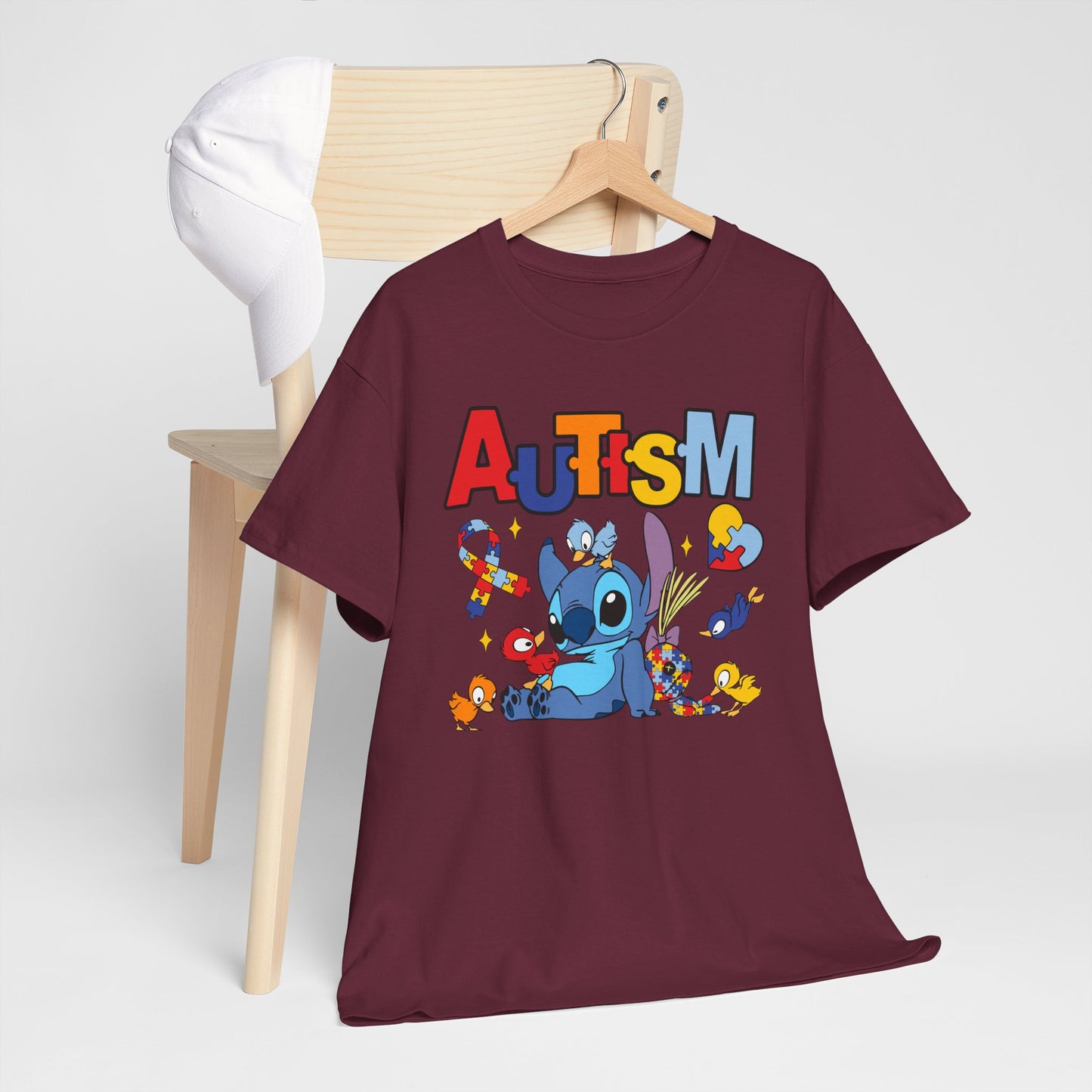 Autism Awareness T-Shirt — Cute Cartoon Character Puzzle-Heart Design