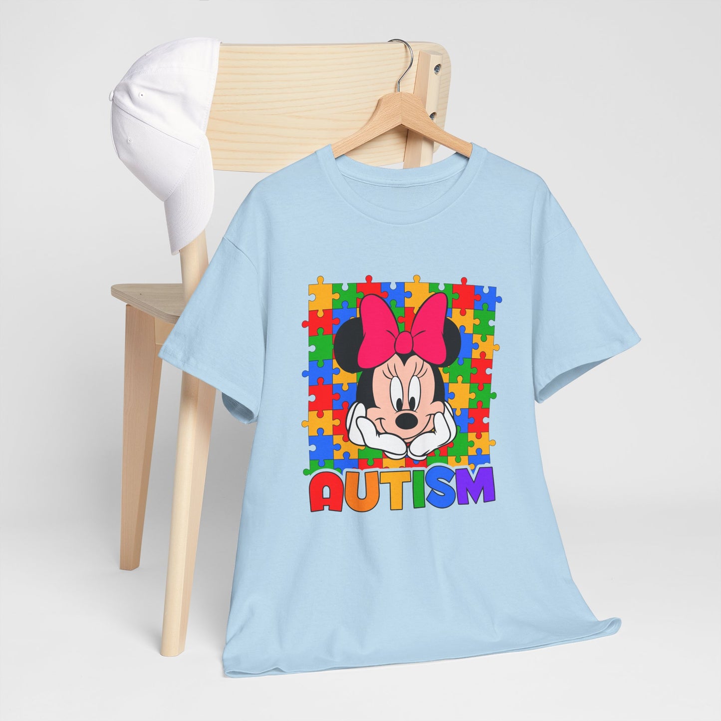 Autism Awareness T-Shirt — Colorful Puzzle Heart Minnie Design