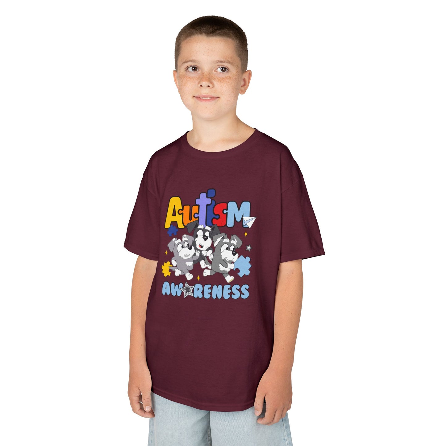 Kids Tee — 'Autism Awareness' Colorful Puzzle Heart Design