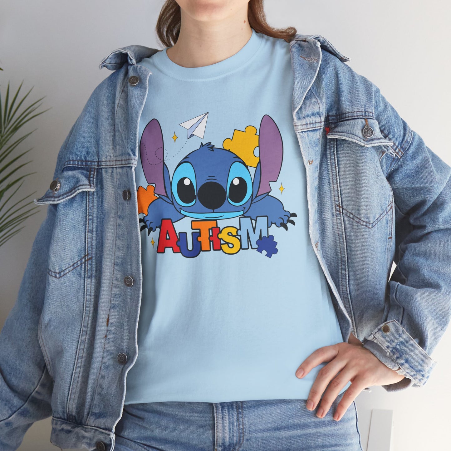 Autism Puzzle Heart T‑Shirt — Cute Blue Character Awareness Tee