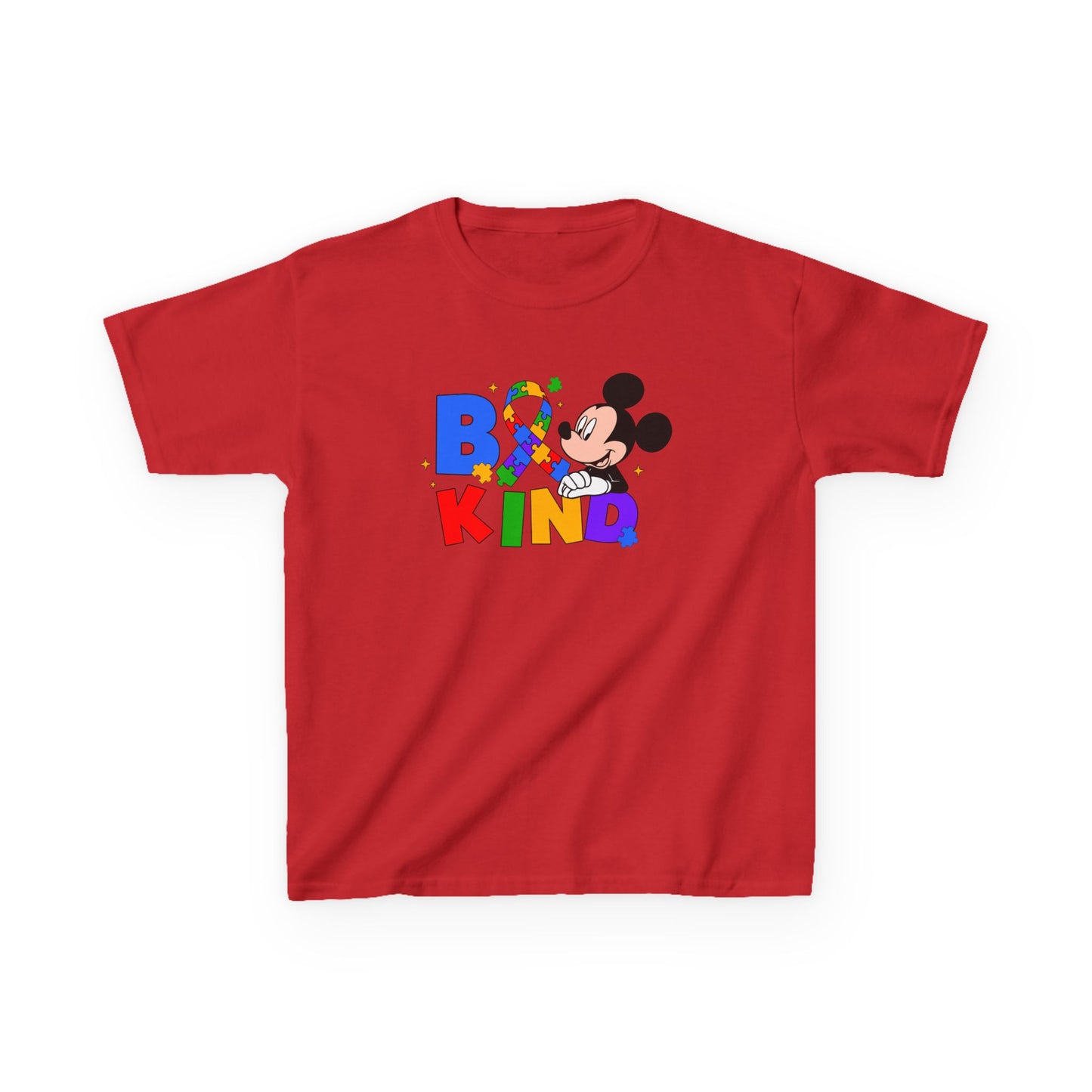 Kids Tee — "Be Kind" Rainbow Cartoon Character Graphic