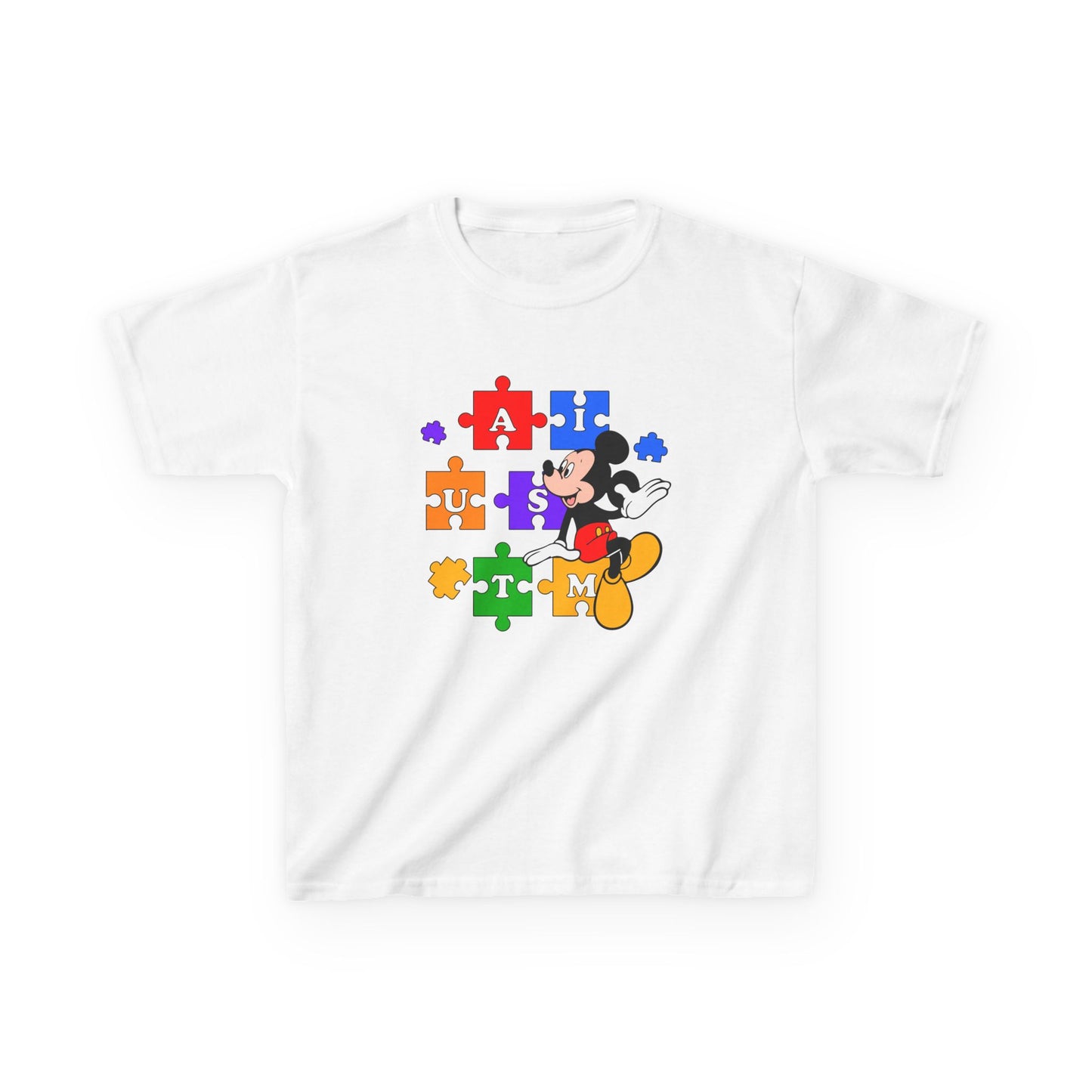 Kids Tee — Mickey Mouse Autism Puzzle Pieces Design