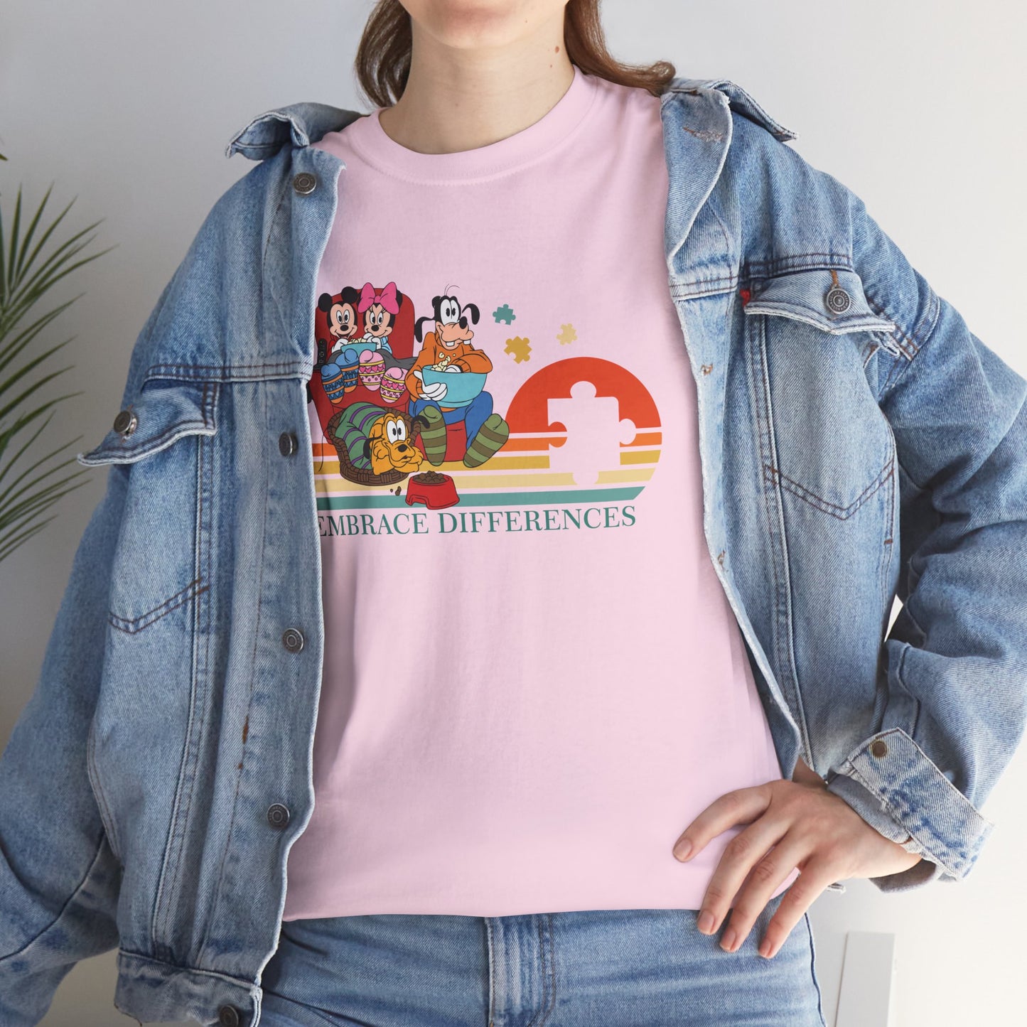T-Shirt — 'Embrace Differences' Retro Rainbow Autism Awareness Tee