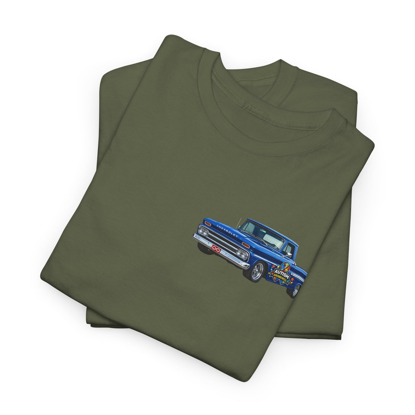 Tim’s Truck Tee- Autism Awareness Truck T-Shirt — Vintage Pickup Puzzle Ribbon Tee