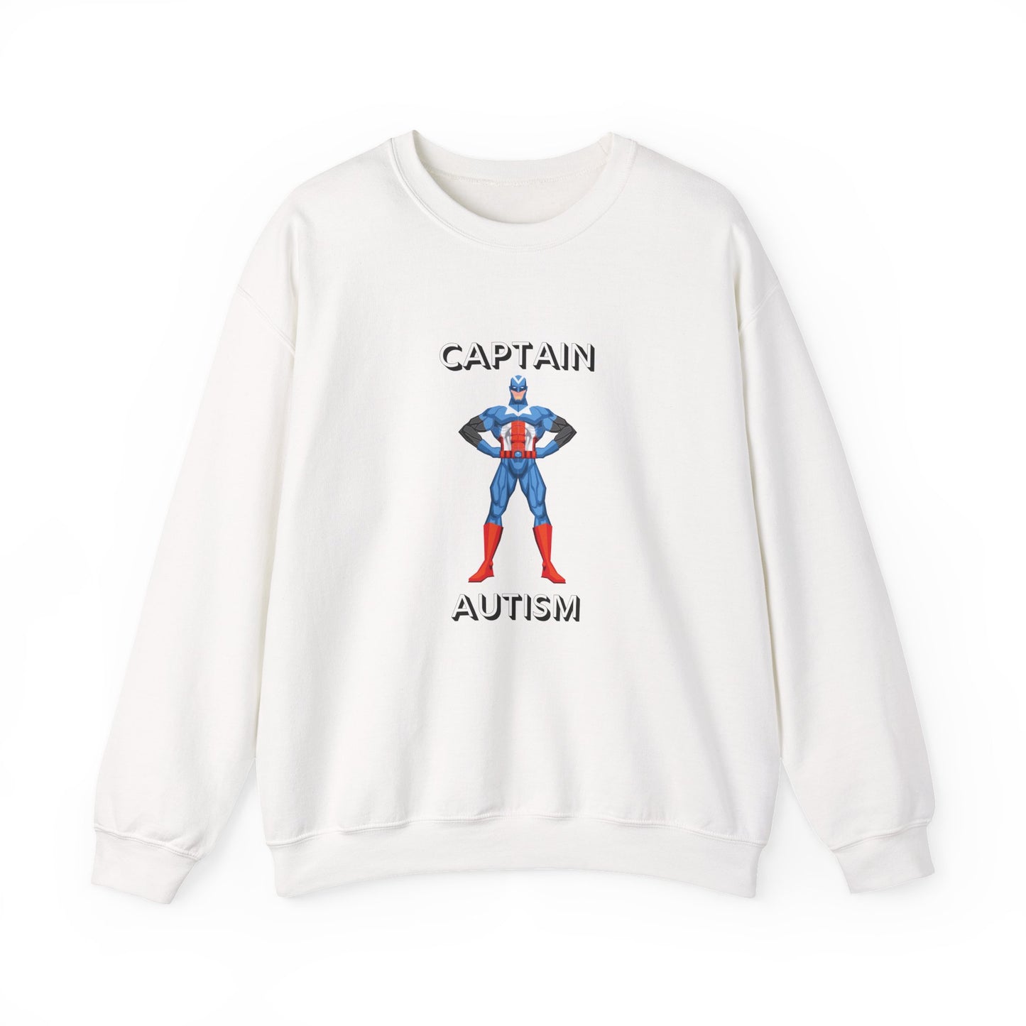 Captain Autism Crewneck Sweatshirt – Autism Awareness Superhero Pullover