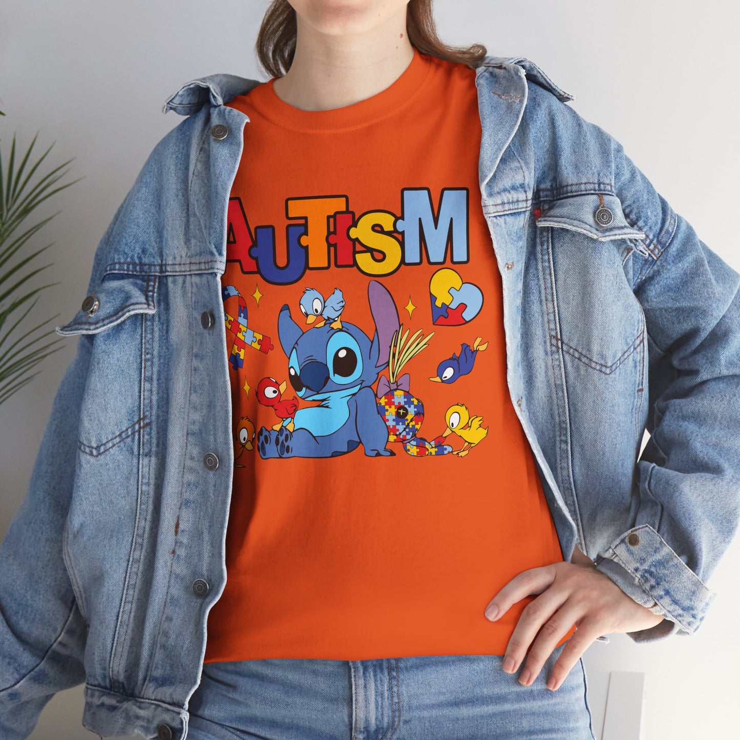 Autism Awareness T-Shirt — Cute Cartoon Character Puzzle-Heart Design