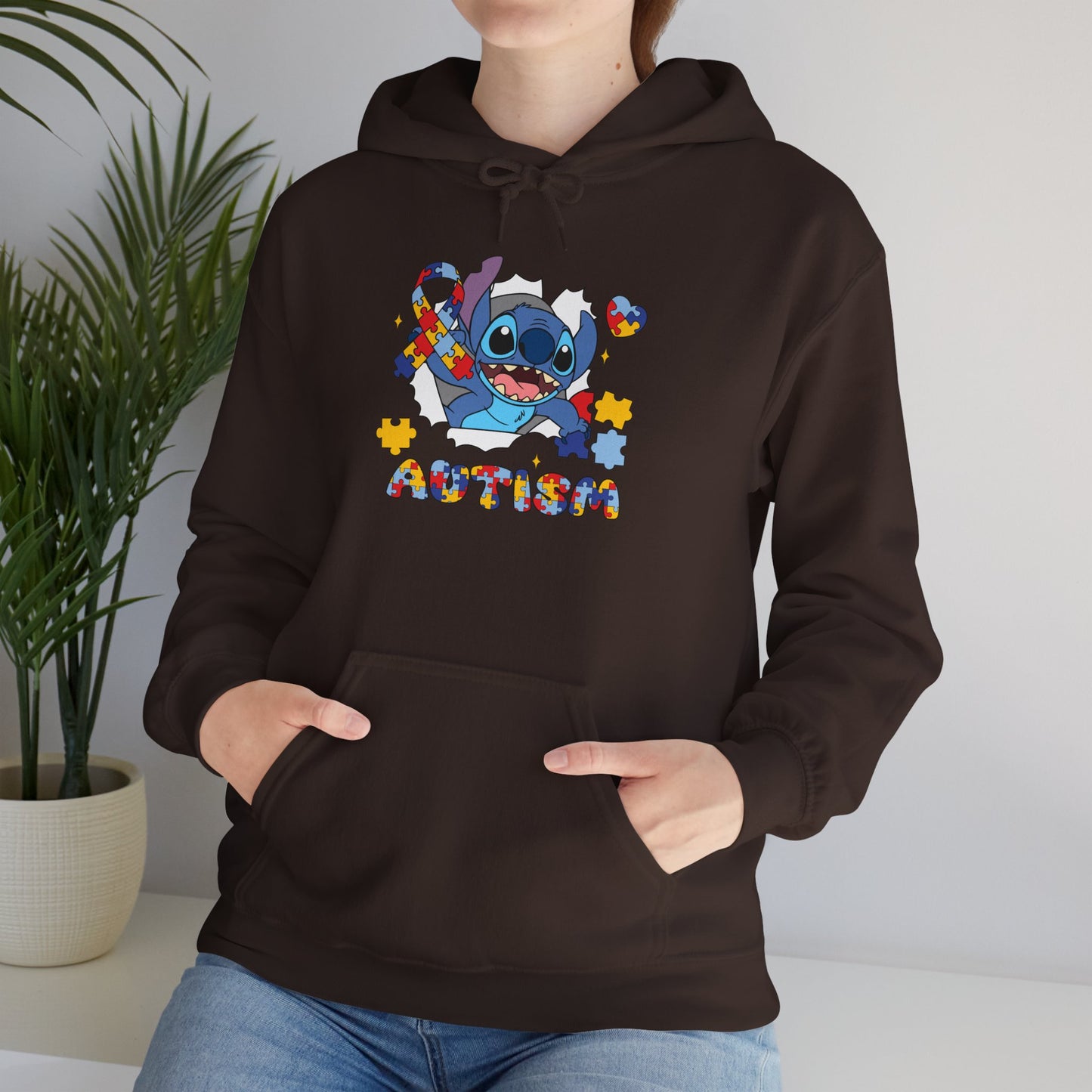 Autism Awareness Hoodie — Colorful Puzzle Stitch Design