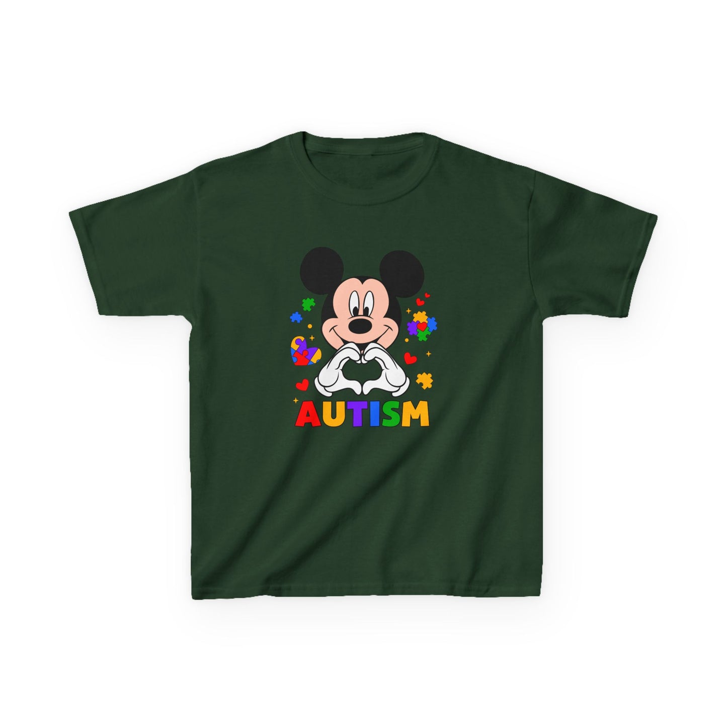 Kids Autism Awareness Tee — Colorful Puzzle Heart Design