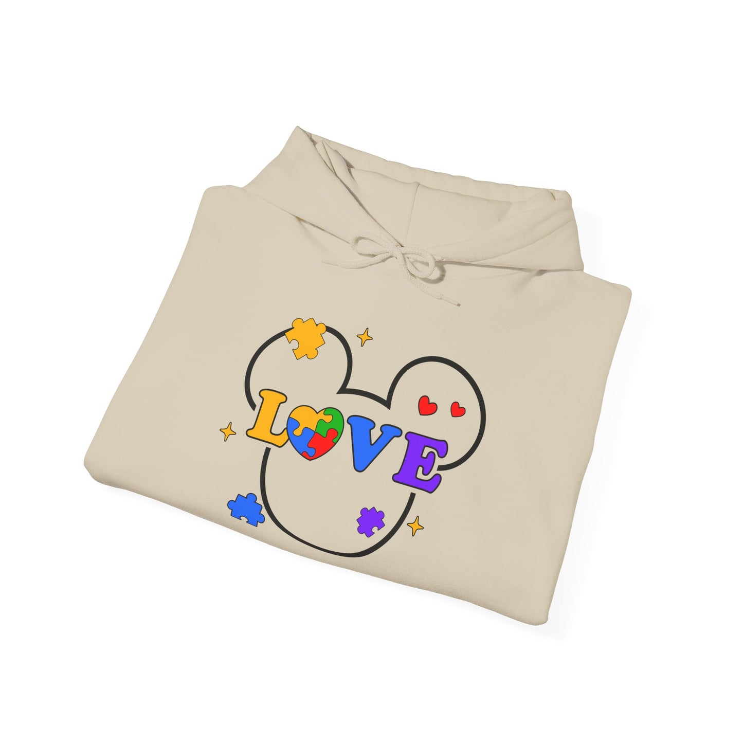 Love Puzzle Heart Hoodie — Autism Awareness Rainbow Puzzle Pieces Love Sweatshirt