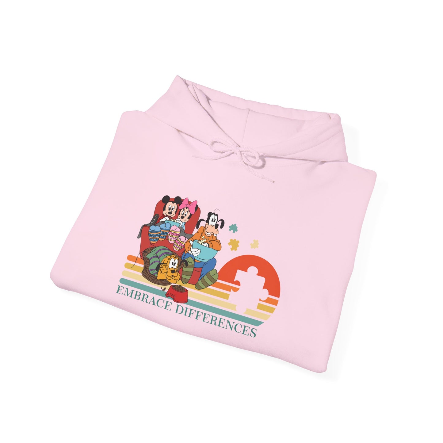 Embrace Differences Hoodie — Retro Pride Diverse Characters Graphic Sweatshirt