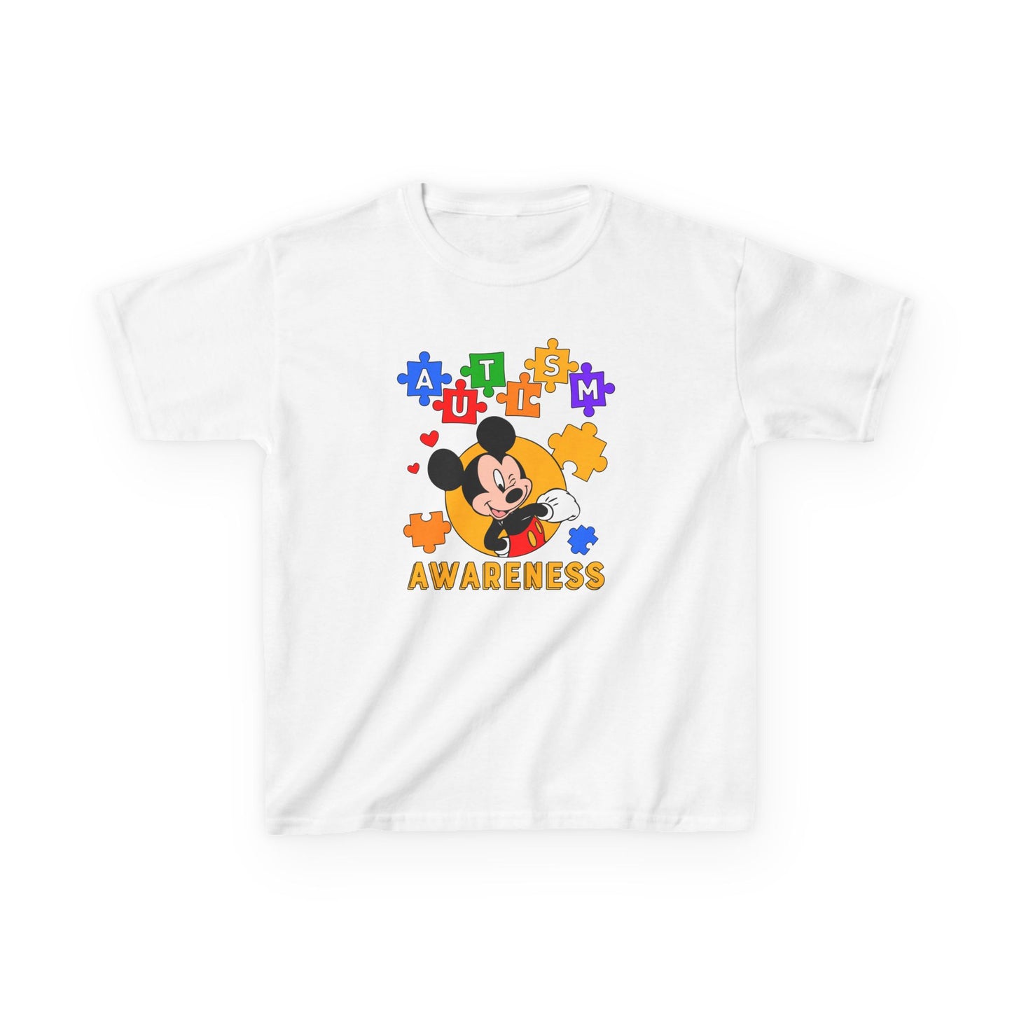 Autism Awareness Kids Tee — Colorful Puzzle Heart Design