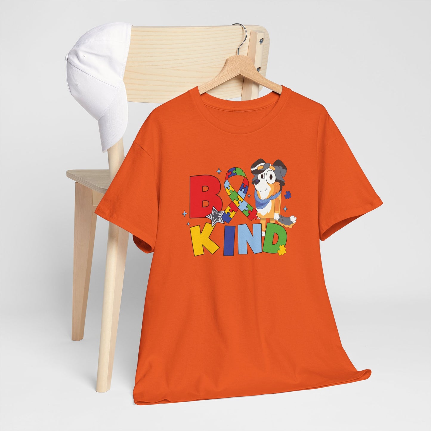 Be Kind Bluey Family T-Shirt — Colorful Rainbow Letters with Cute Design