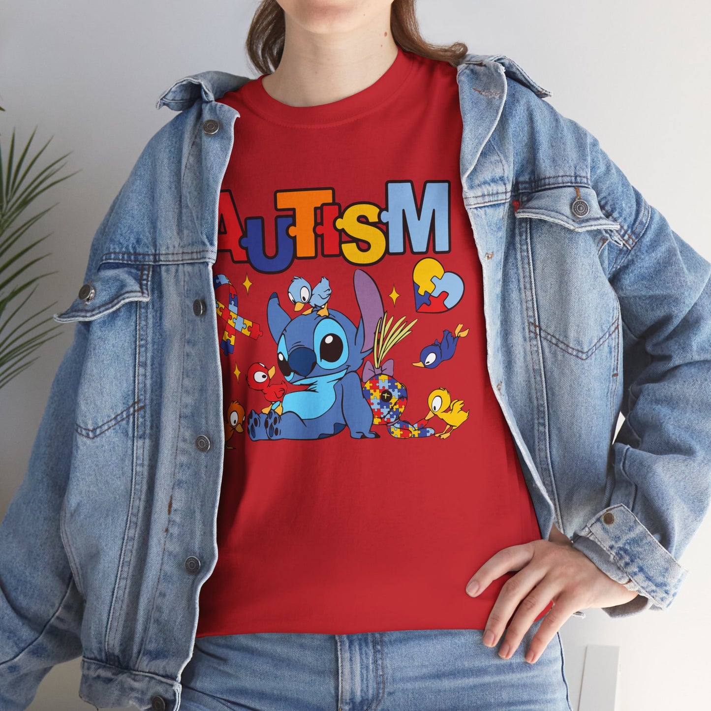 Autism Awareness T-Shirt — Cute Cartoon Character Puzzle-Heart Design