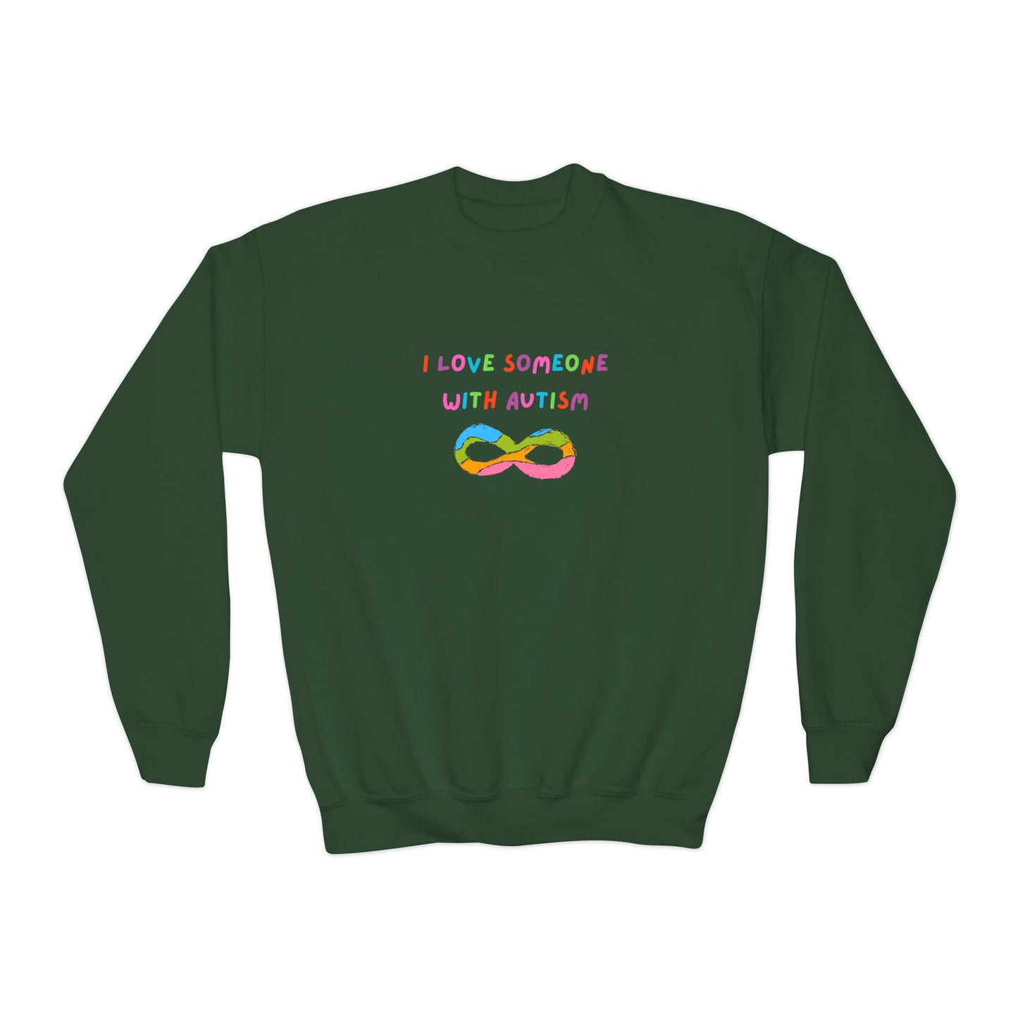 Autism Awareness Youth Crewneck Sweatshirt - I Love Someone with Autism