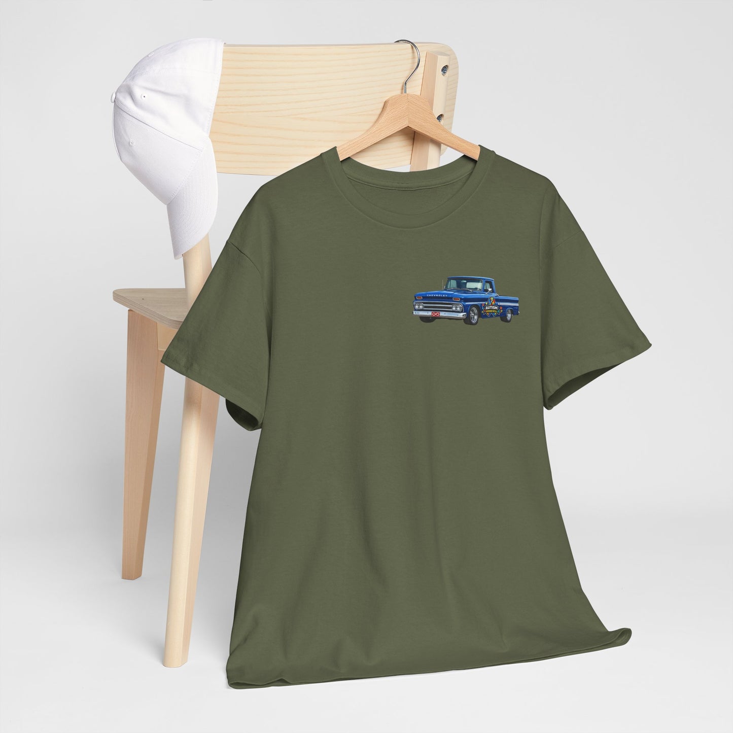 Tim’s Truck Tee- Autism Awareness Truck T-Shirt — Vintage Pickup Puzzle Ribbon Tee