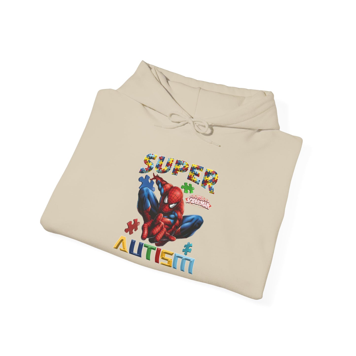 Autism Awareness Hoodie – "Super for Autism" Colorful Puzzle Hero Design