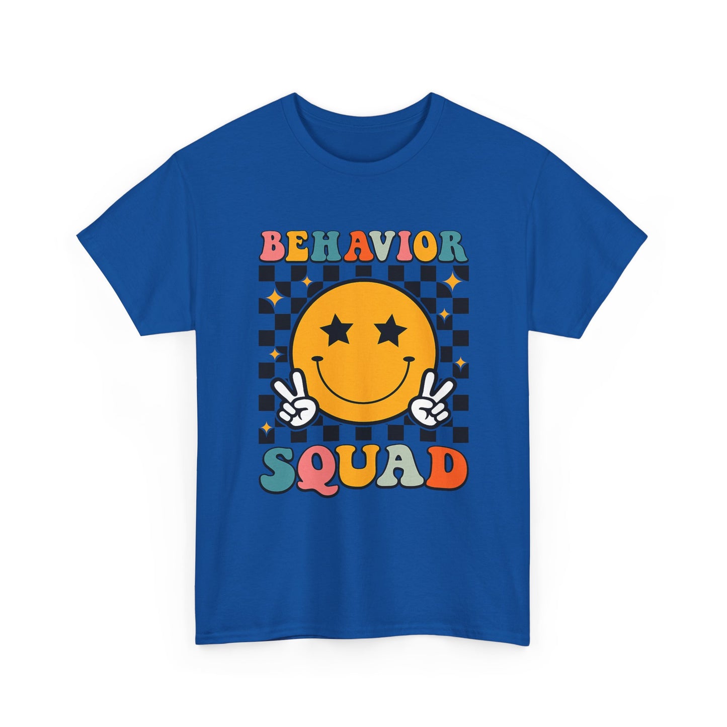 Behavior Squad T‑Shirt — Retro Smiley Face Peace Sign Tee