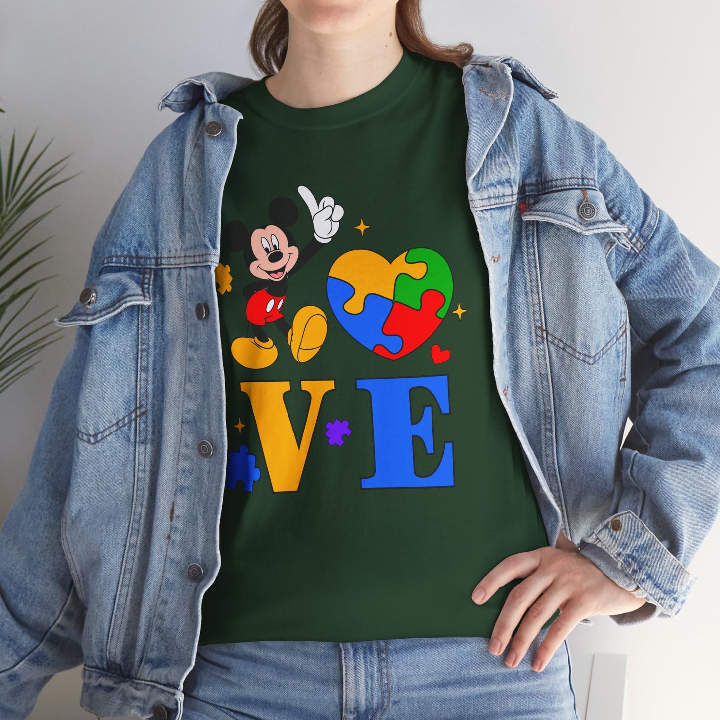 Kid-Friendly Love Puzzle Tee with Cartoon Mouse