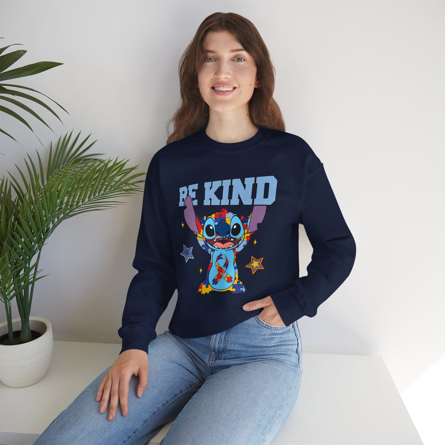 Be Kind Crewneck Sweatshirt — Cute Colorful Cartoon Character Graphic