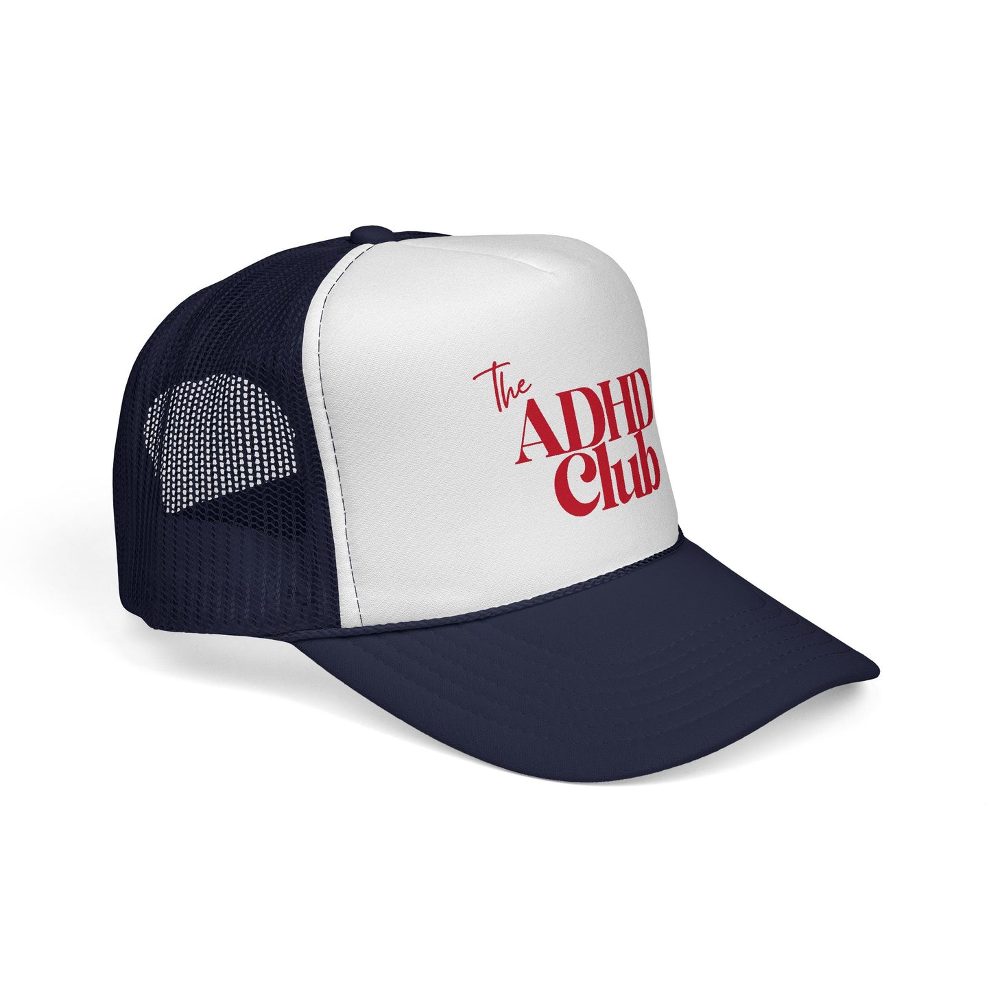 Trucker Hat — "The ADHD Club" Retro Logo Mesh Cap