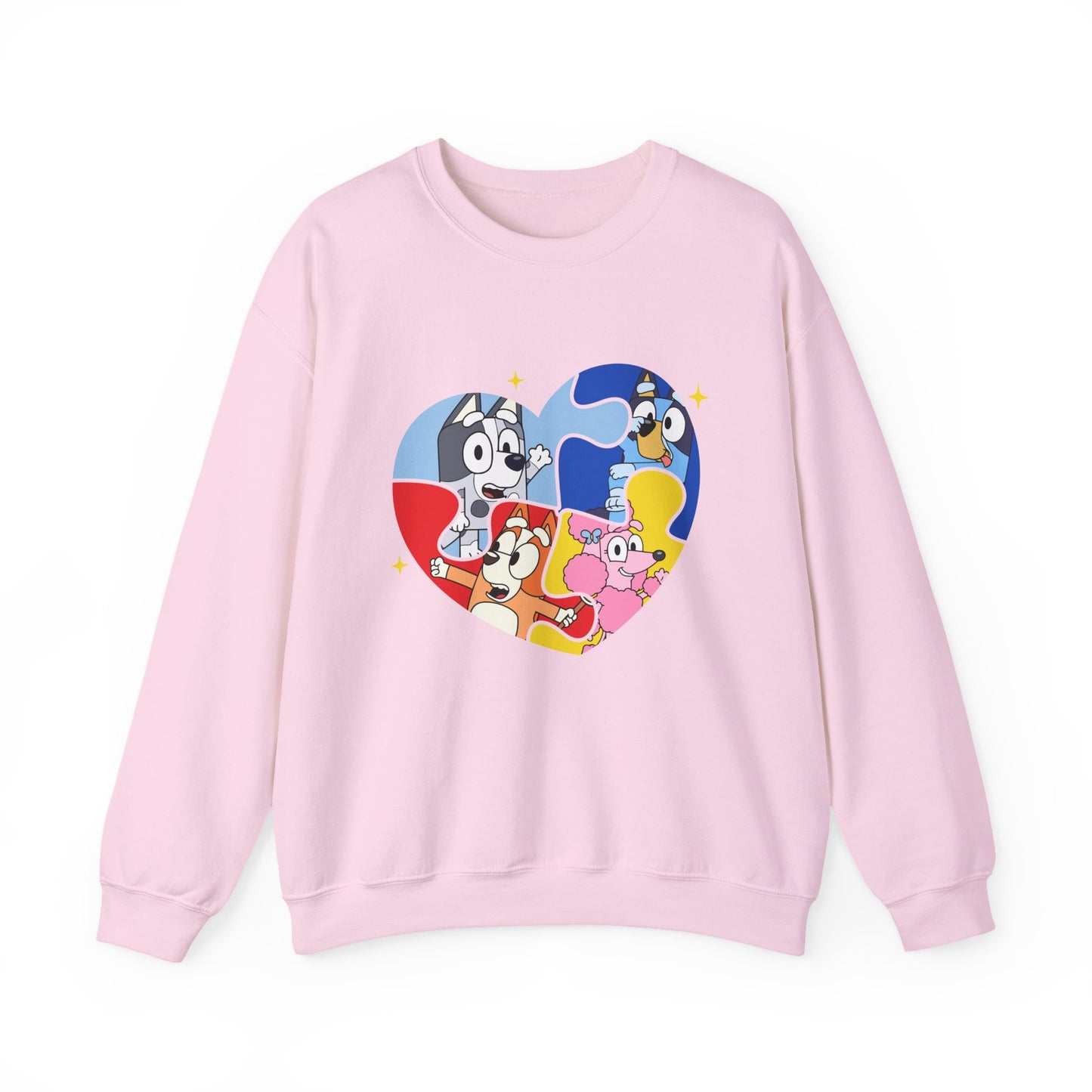 Cartoon Heart Crewneck Sweatshirt — Cute Colorful Character Patch Design