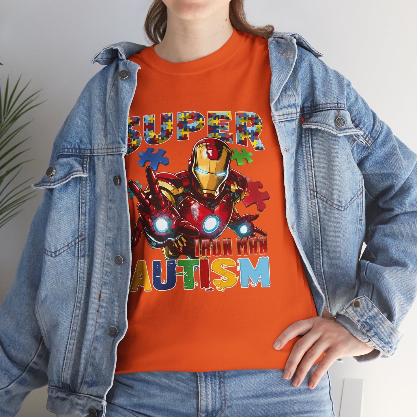 Autism Awareness Iron Man Tee — “Super Autism” Puzzle Piece Superhero Shirt