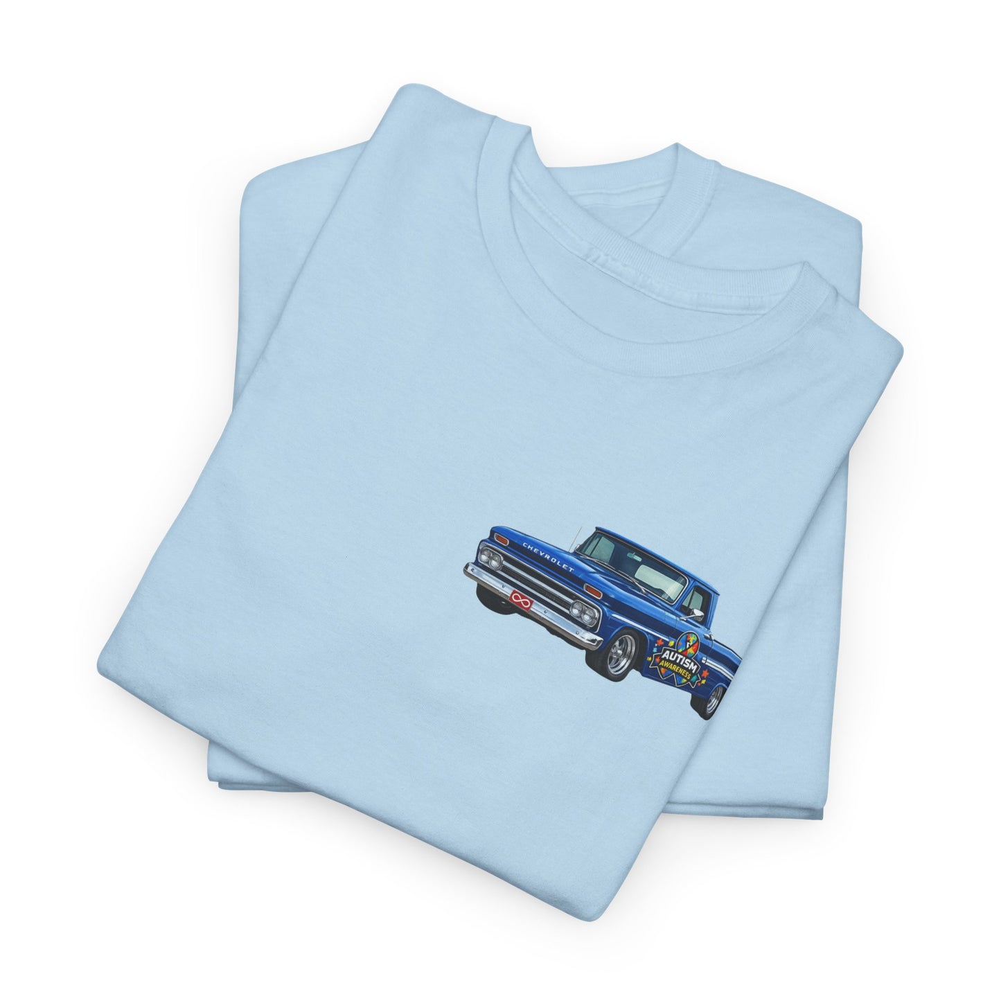 Tim’s Truck Tee- Autism Awareness Truck T-Shirt — Vintage Pickup Puzzle Ribbon Tee