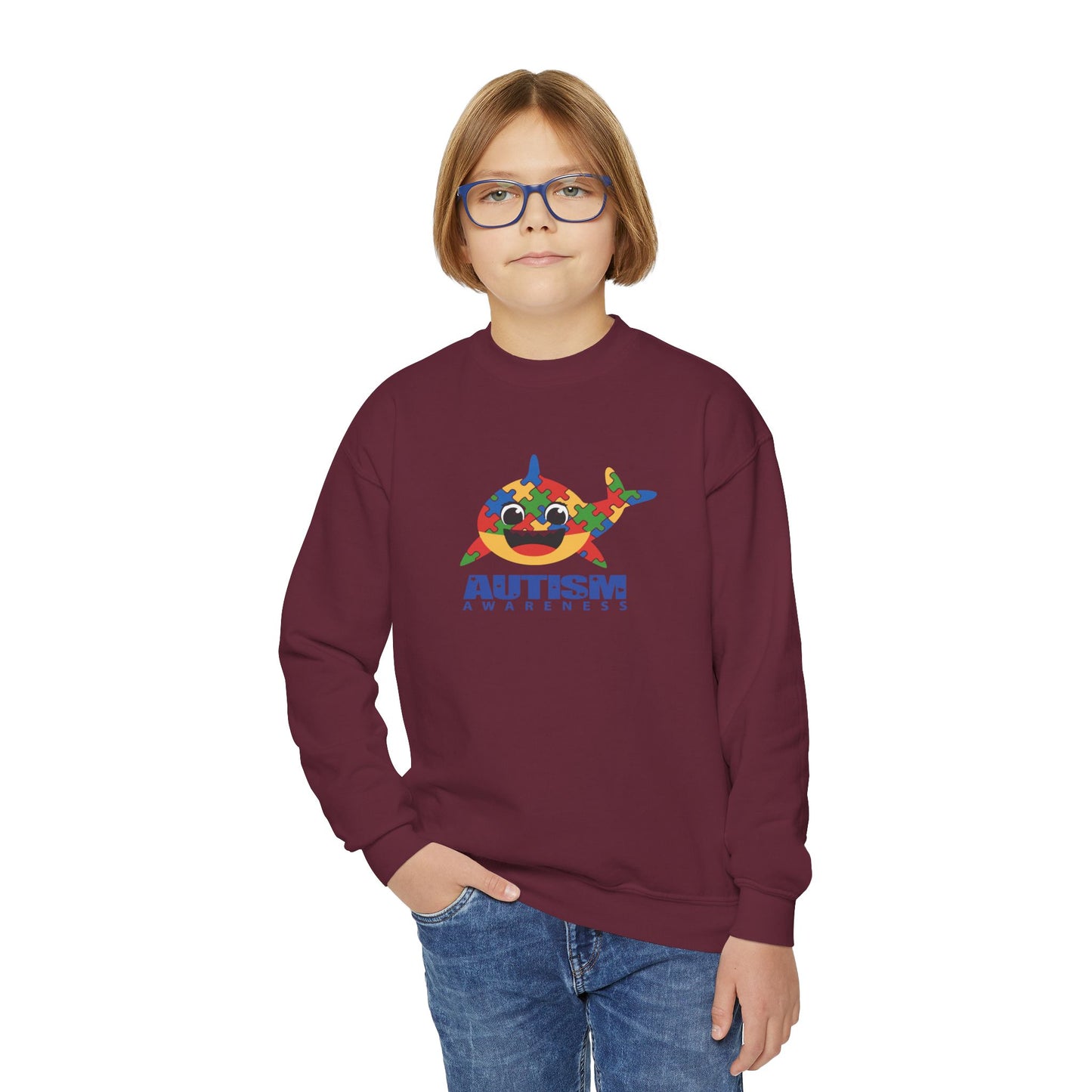 Colorful Autism Awareness Youth Crewneck Sweatshirt