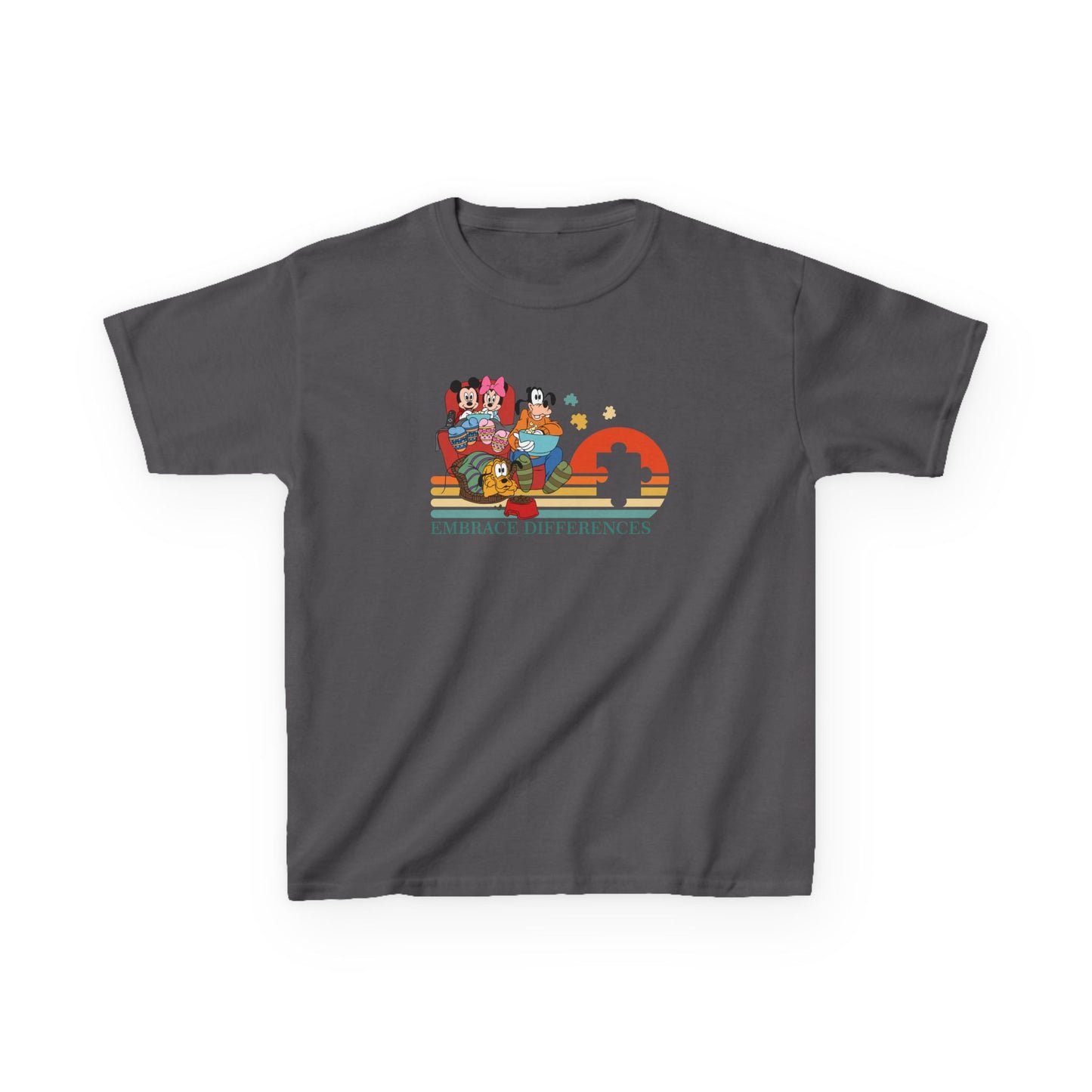 Kids Tee — Colorful Retro Animal Parade "I Embrace Differences"