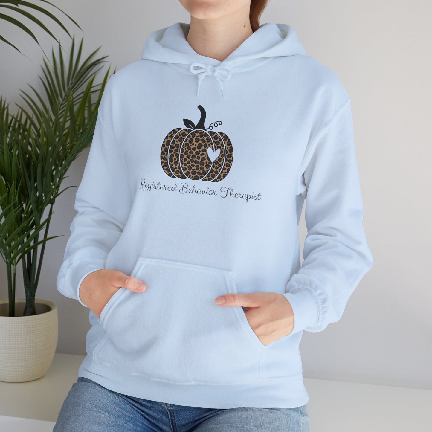Registered Behavior Therapist Leopard Pumpkin Hoodie — Neutral Autumn Farmhouse Sweatshirt