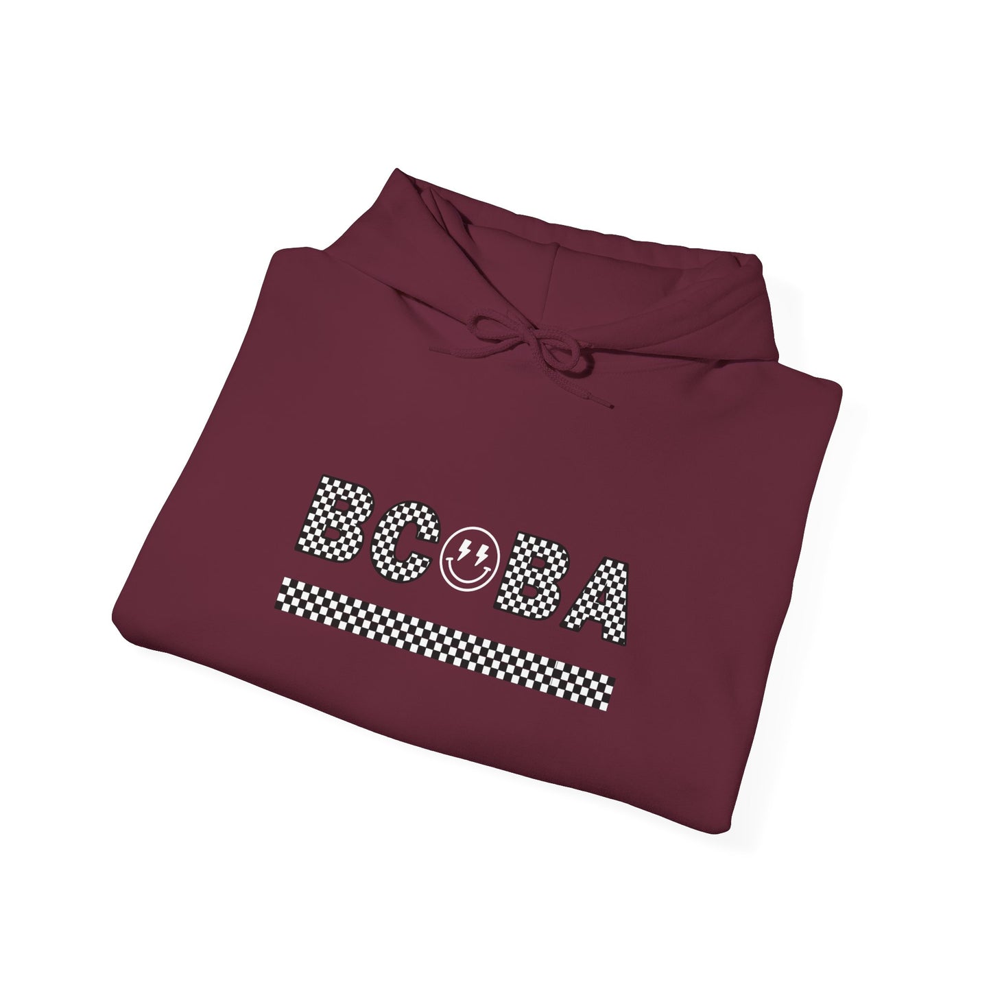 BCBA Smile Checkerboard Hoodie — Cute Bubble Tea Graphic Sweatshirt