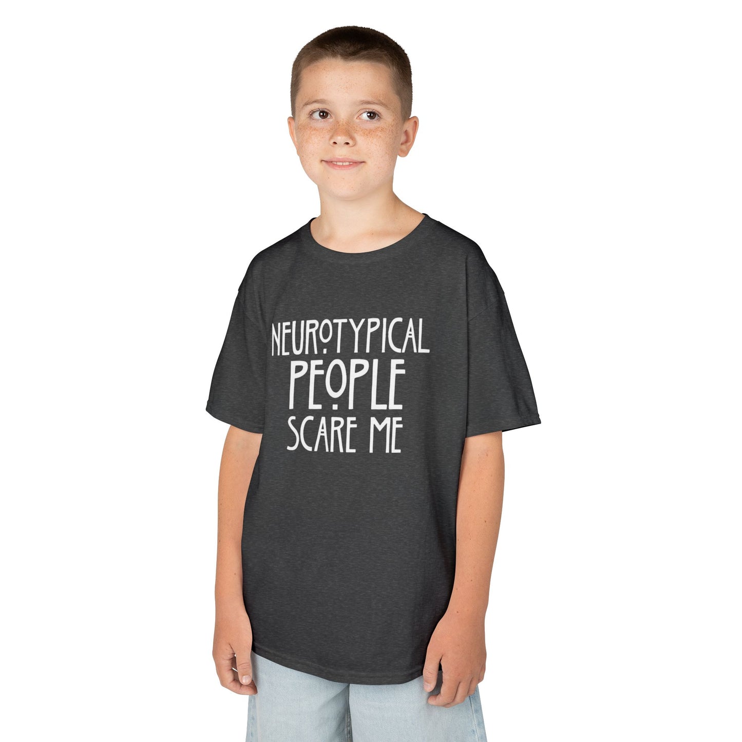 Kids Tee — "Neurotypical People Scare Me" Humor Autism Awareness Shirt
