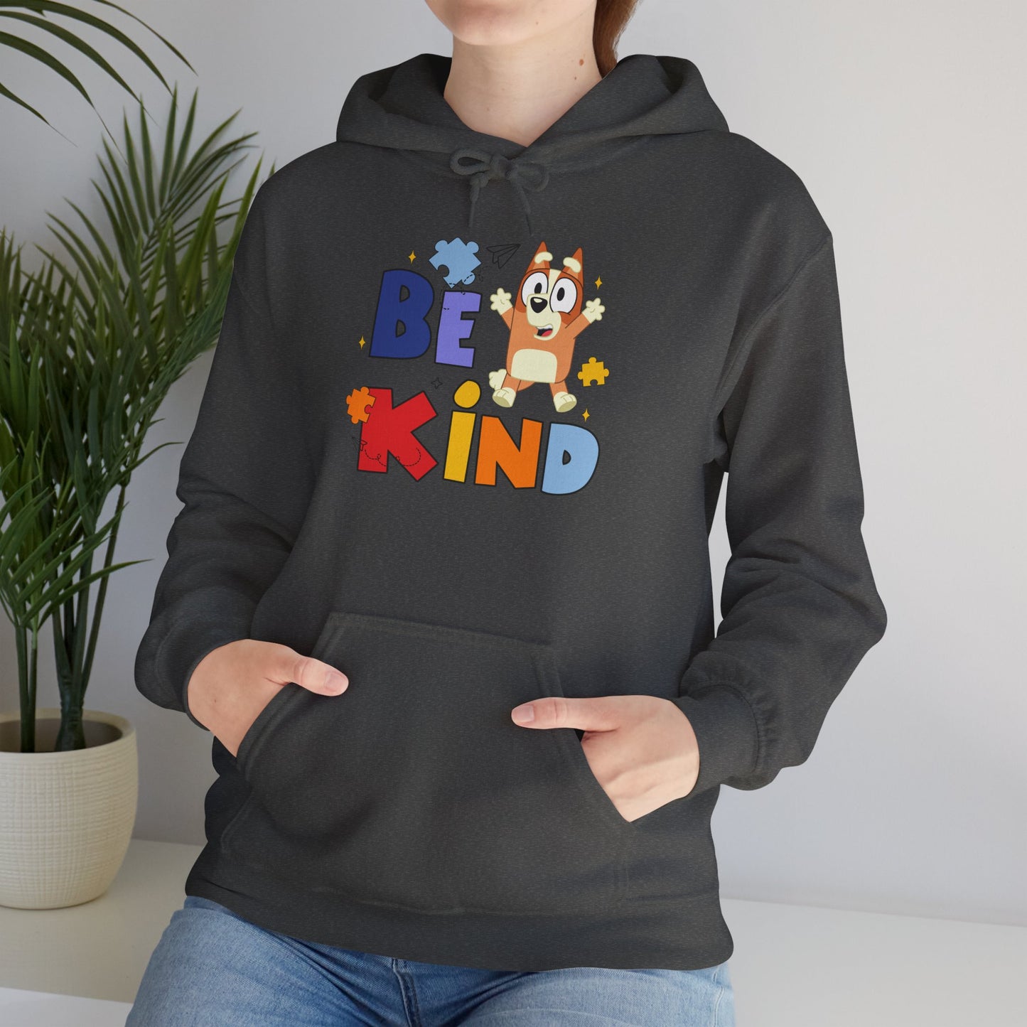Be Kind Kids Hoodie – Colorful Cartoon Puppy Graphic Hoodie