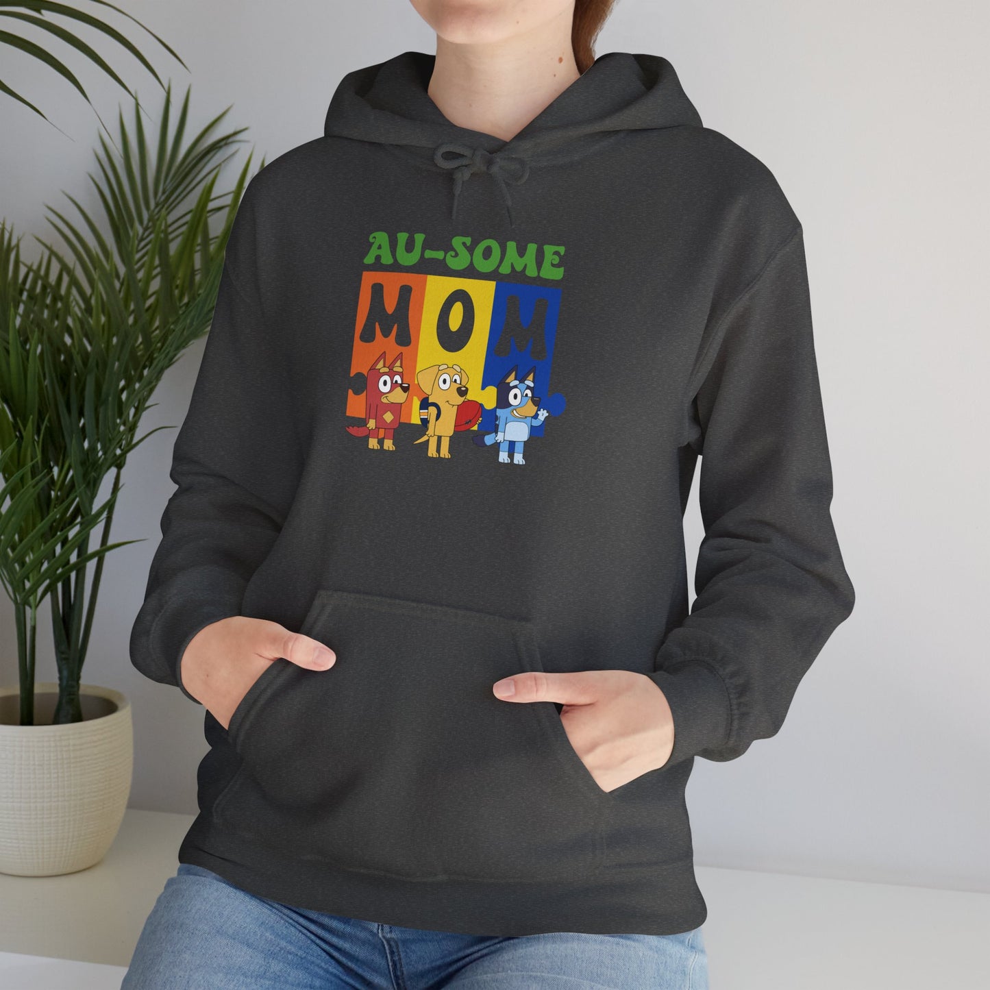 Au-some Mom Hoodie — Colorful Puzzle Piece Autism Awareness Sweatshirt