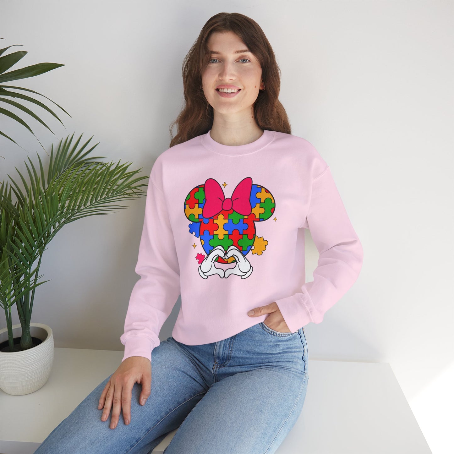Autism Puzzle Minnie Crewneck Sweatshirt