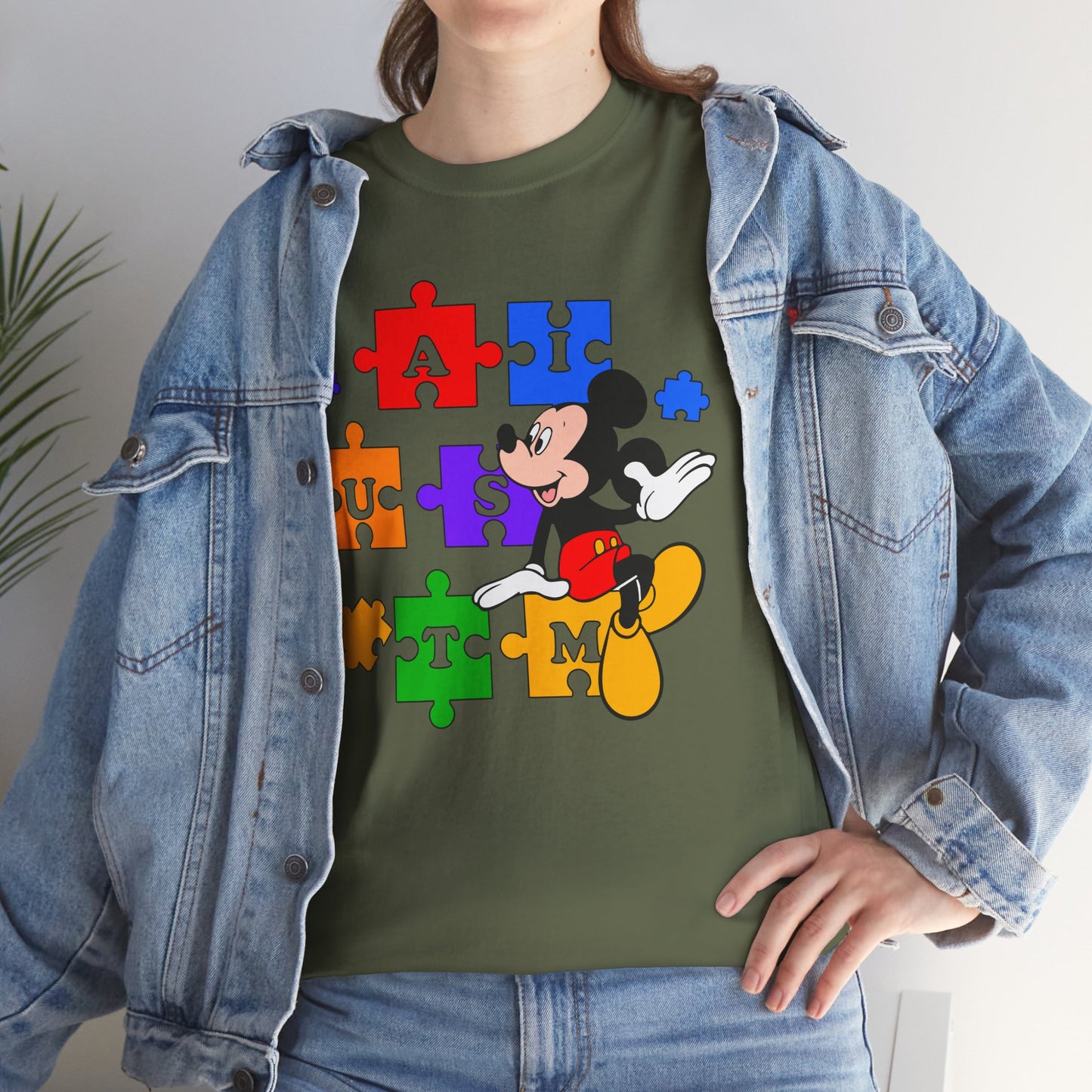 Autism Puzzle Mickey T-Shirt — Colorful Puzzle Pieces "AUTISM" Design
