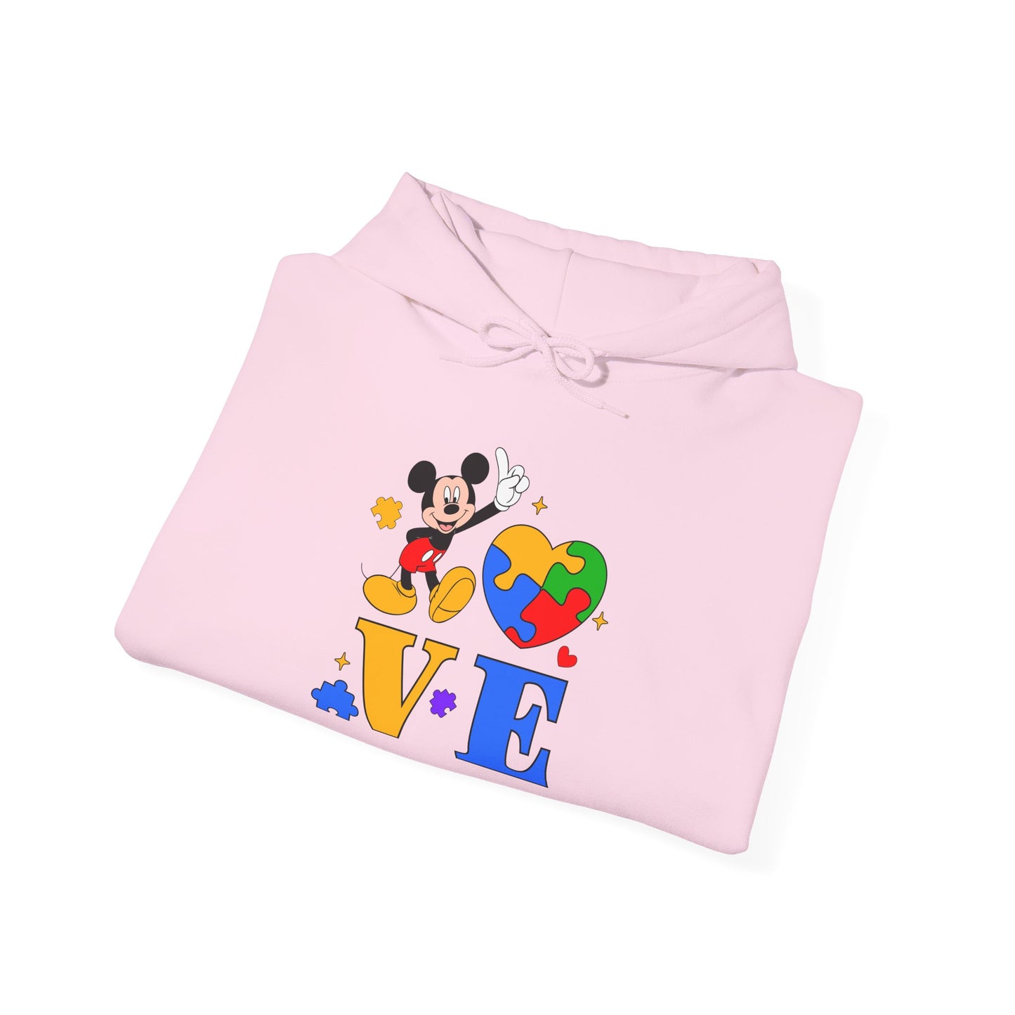 Love Autism Puzzle Heart Hoodie — Mickey Mouse Autism Awareness Sweatshirt