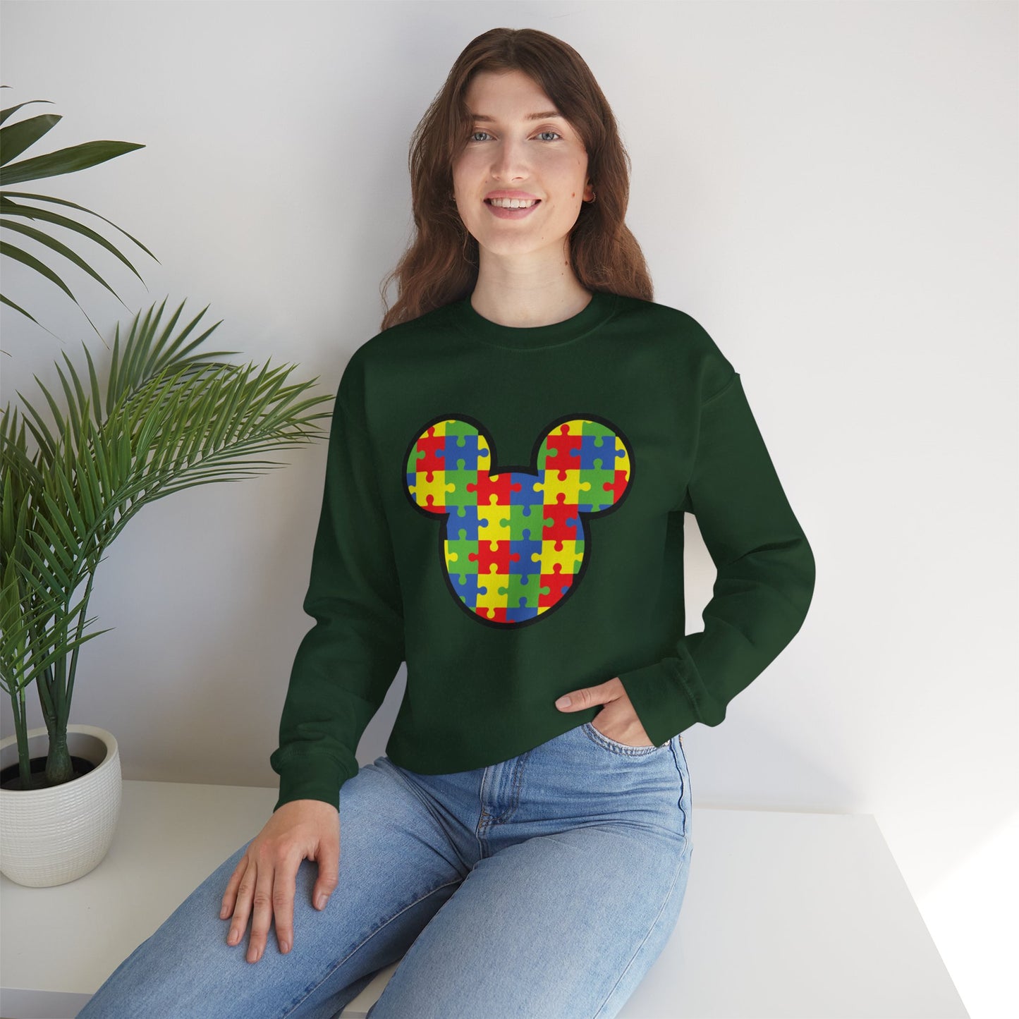Colorful Puzzle Mickey Mouse Crewneck Sweatshirt