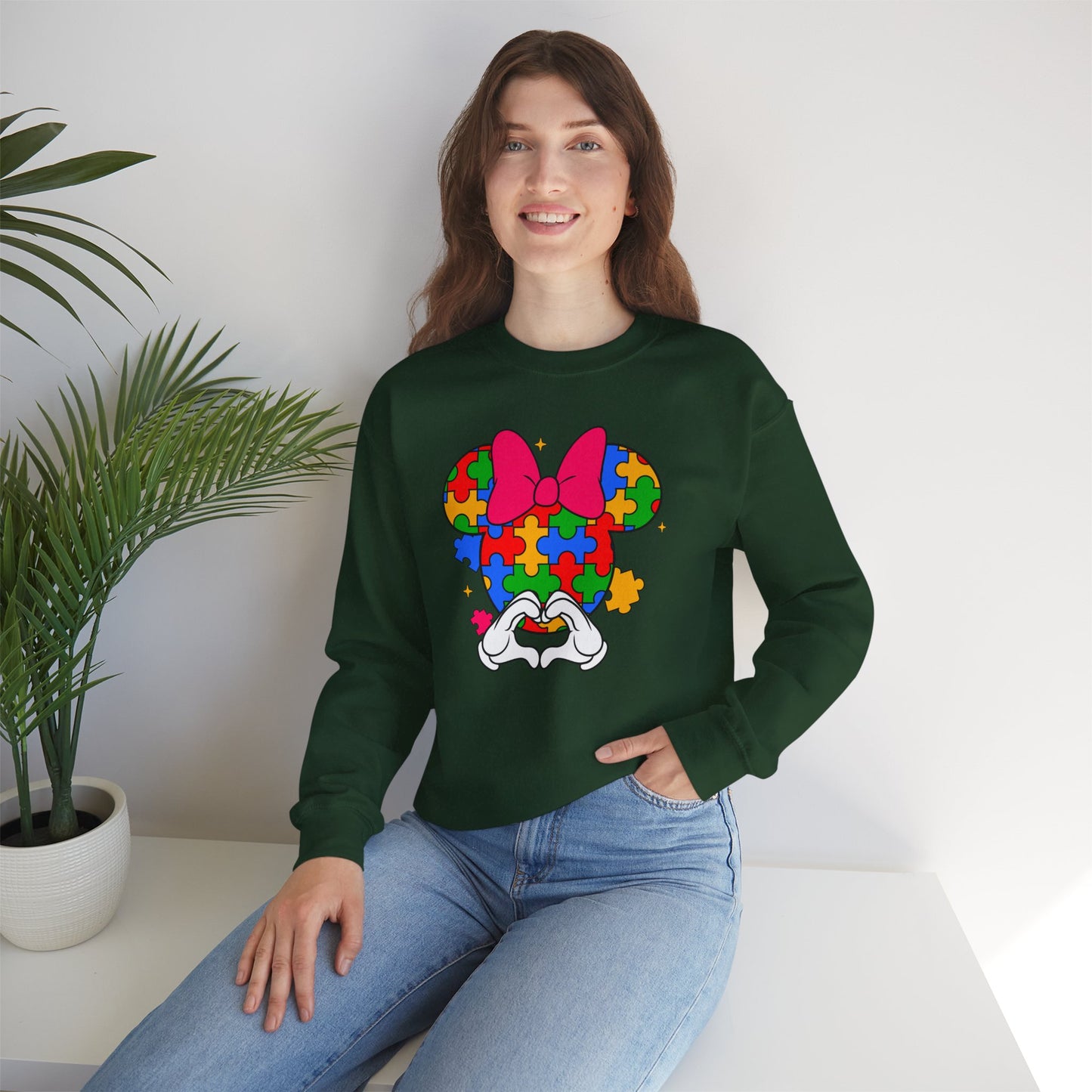 Autism Puzzle Minnie Crewneck Sweatshirt