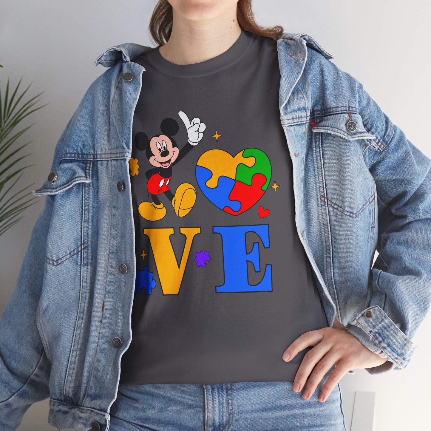 Kid-Friendly Love Puzzle Tee with Cartoon Mouse