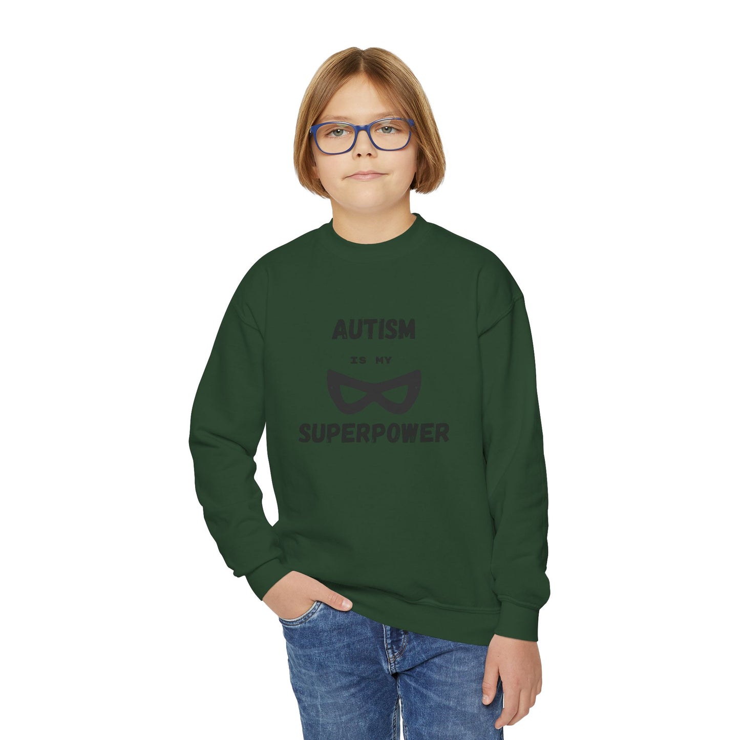 Autism Superpower Youth Crewneck Sweatshirt