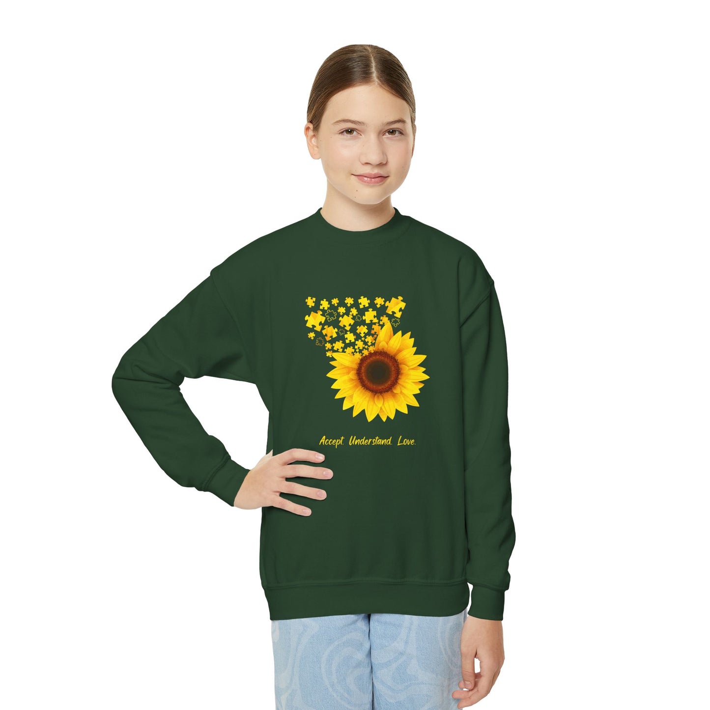 Sunflower Youth Crewneck Sweatshirt - Perfect for Spring and Everyday Wear