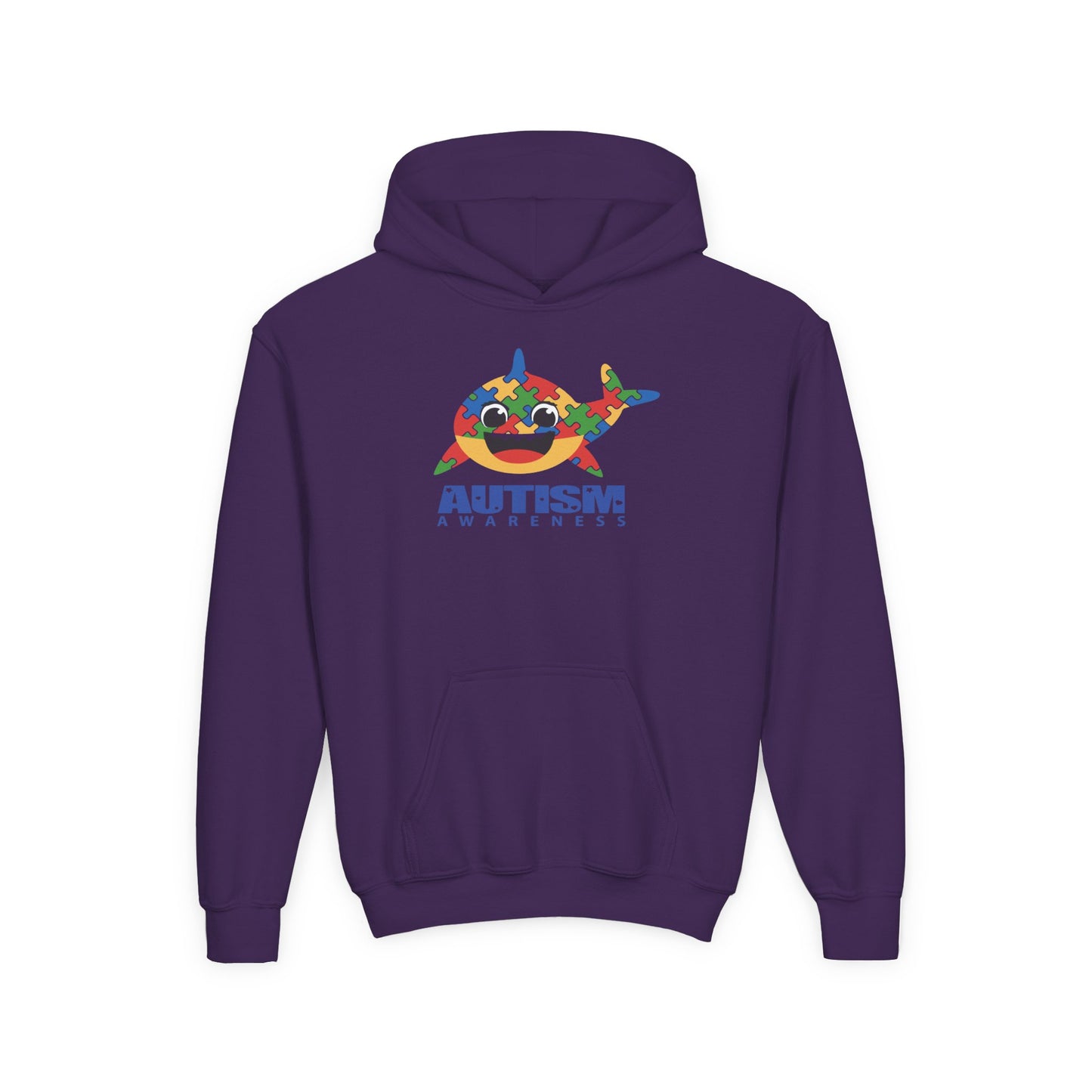 Autism Awareness Youth Hoodie - Colorful Shark Design