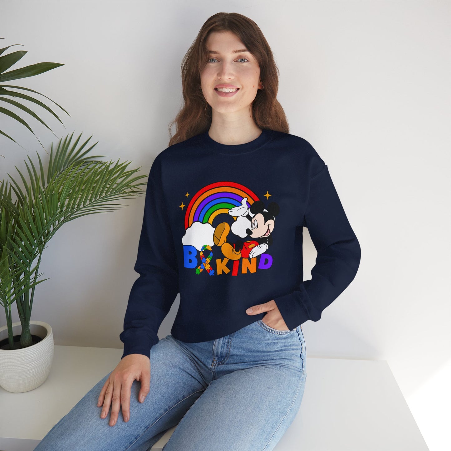 Be Kind Crewneck Sweatshirt — Rainbow Mickey-Inspired Pride Sweatshirt
