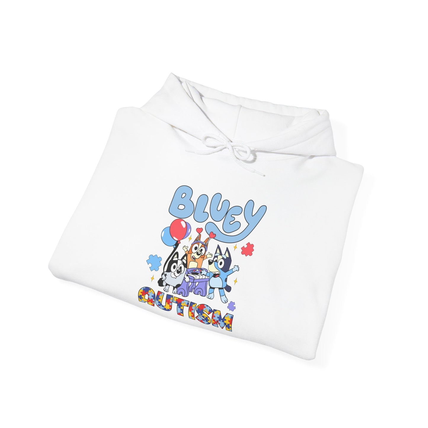 Autism Awareness Hoodie — 'Bluey for Autism' Cartoon Support Pullover