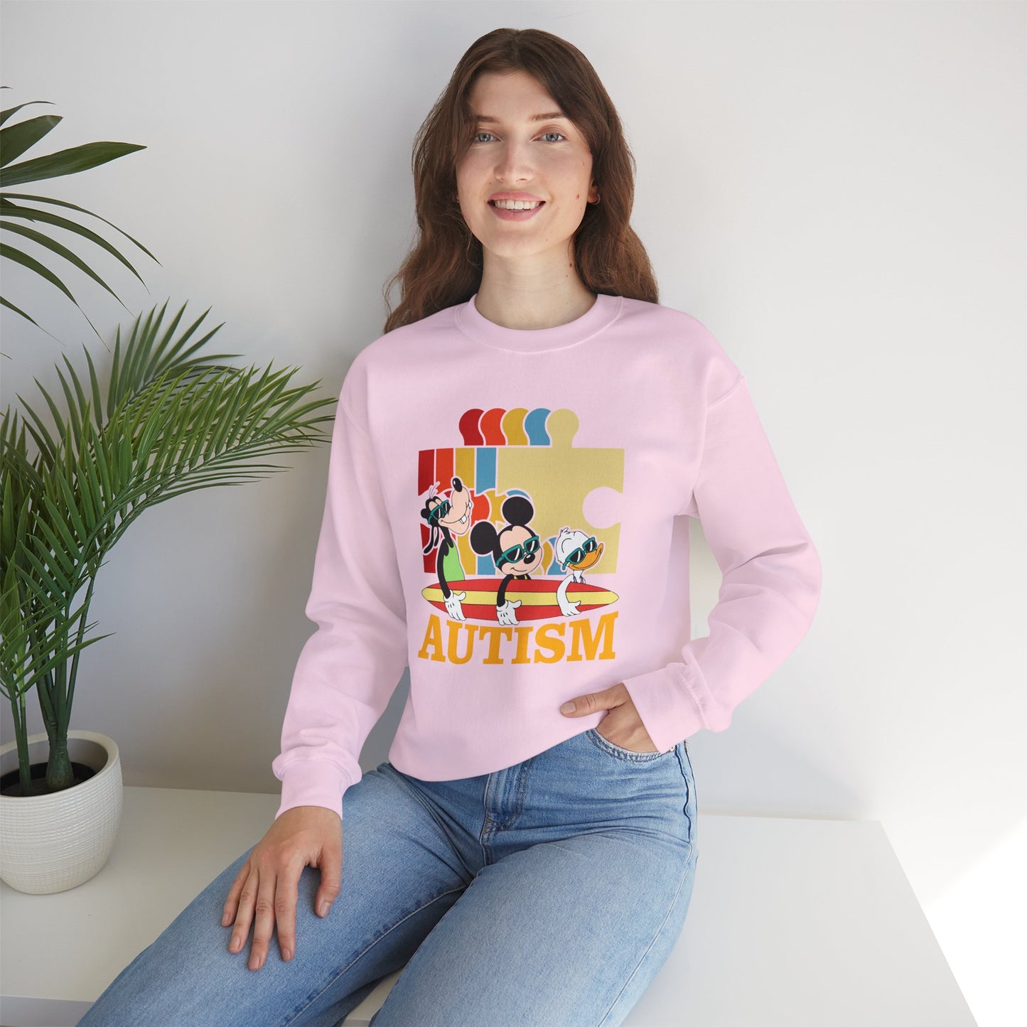 Autism Awareness Crewneck Sweatshirt – Colorful Puzzle Design