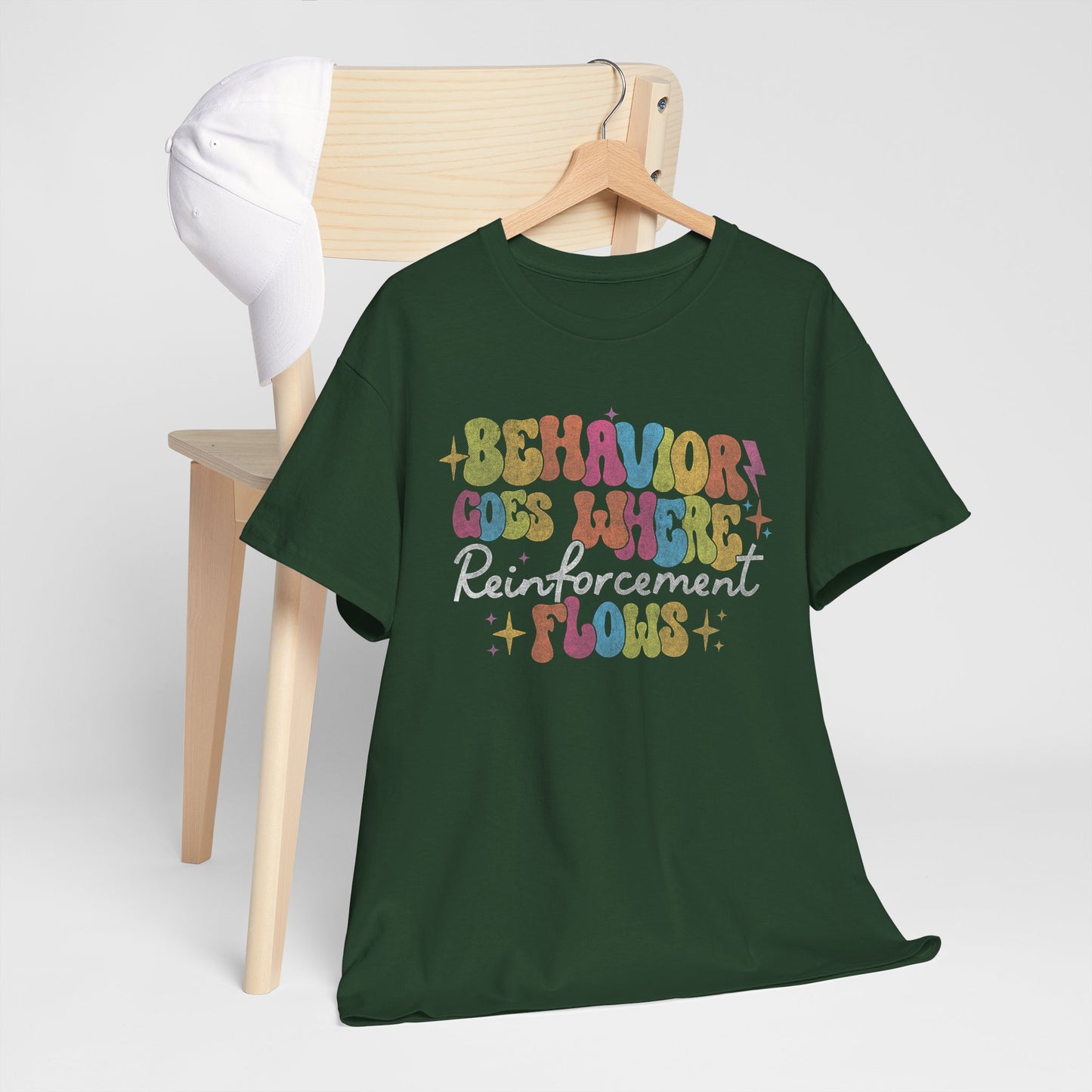 Behavior Codes Where? Reinforcement Flows T-Shirt — Retro Psychedelic Behavioral Therapist Tee