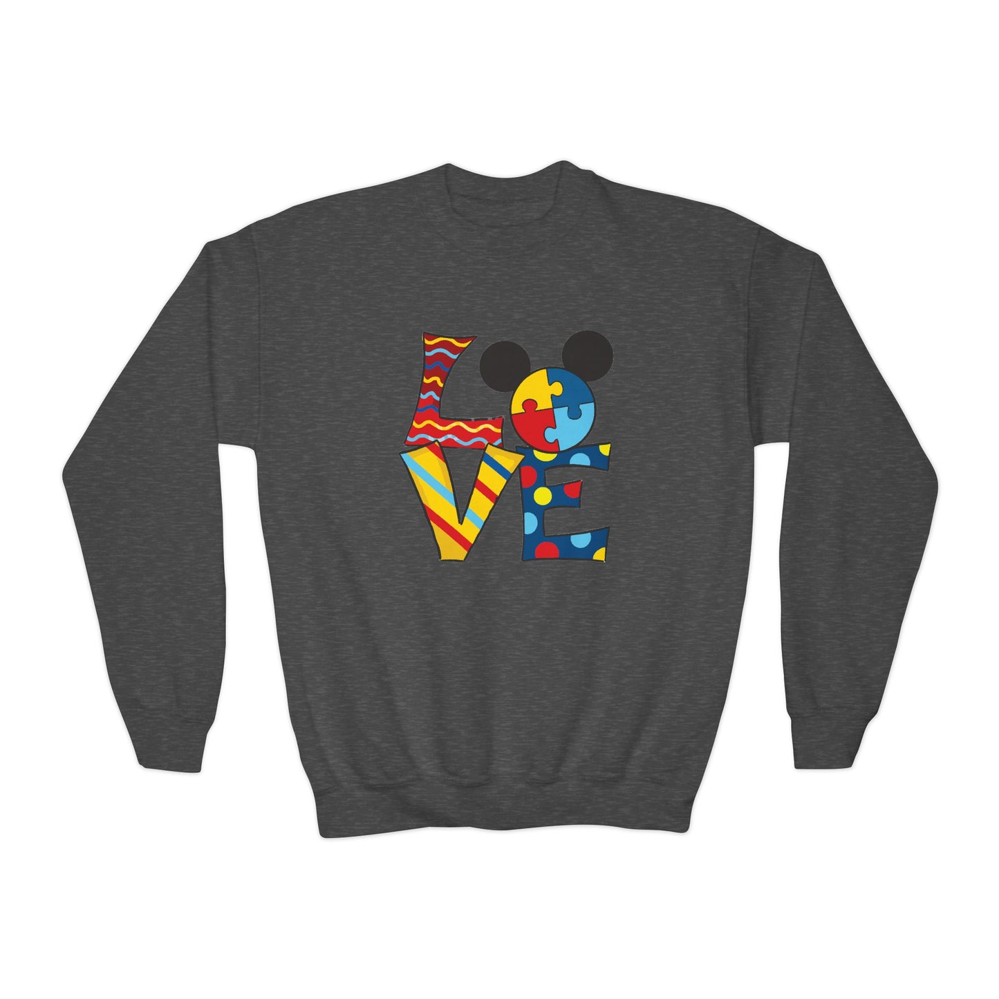 Colorful Love Puzzle Youth Crewneck Sweatshirt