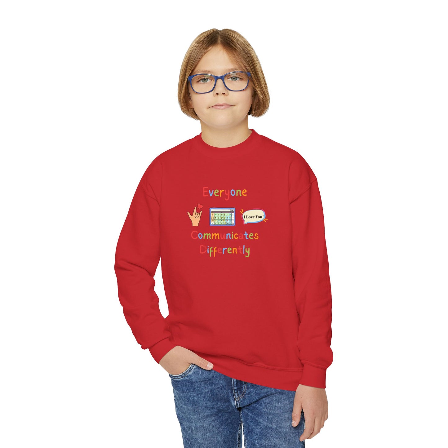 Everyone Communicates Differently Youth Crewneck Sweatshirt