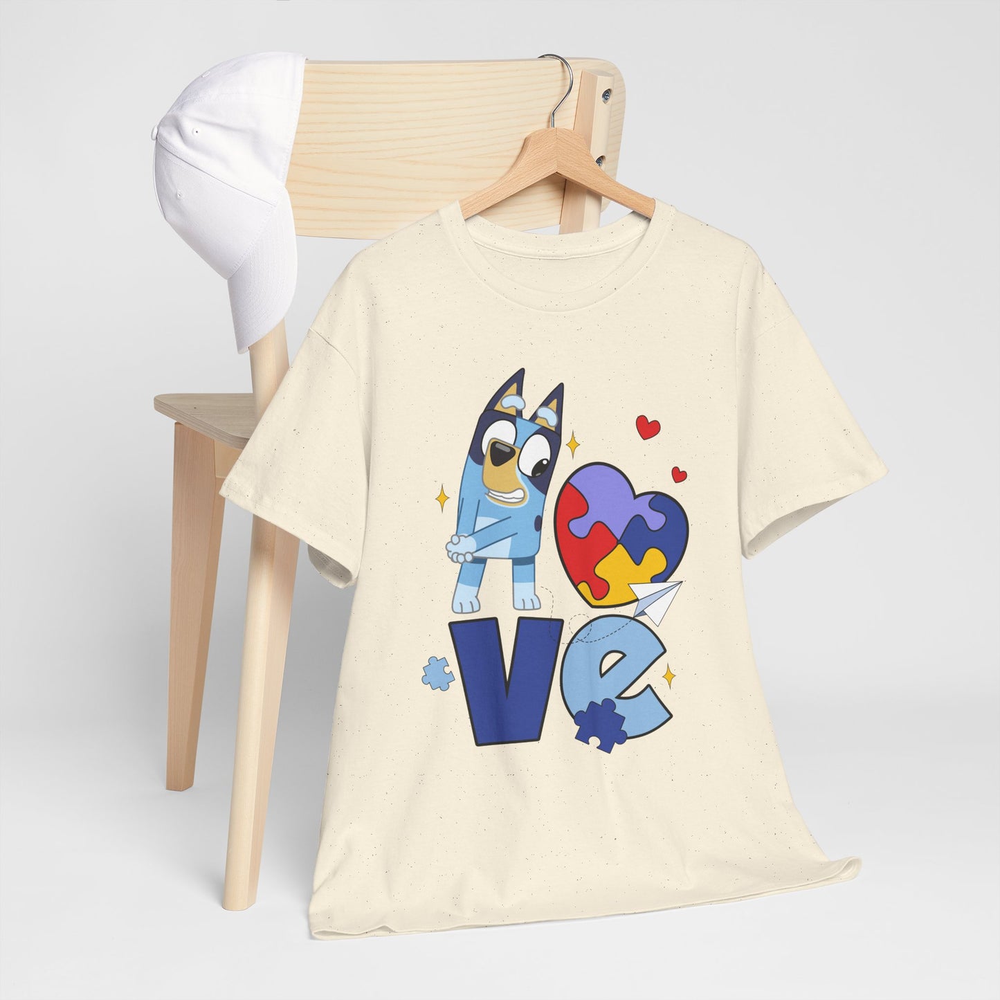 Autism Awareness Love Tee - Puzzle Heart & Cartoon Character T-Shirt
